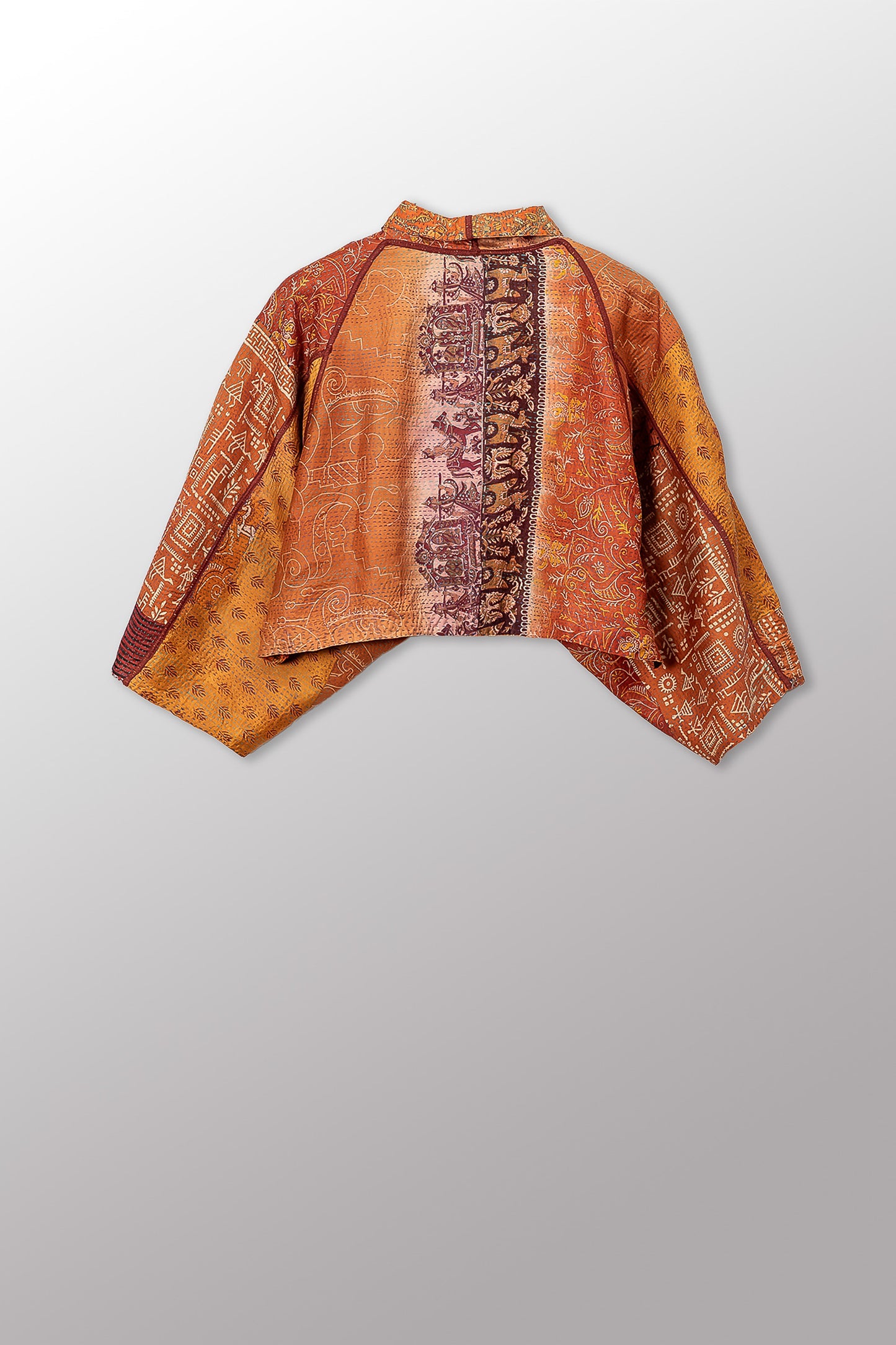VINTAGE SILK KANTHA PUFF SLV. SHRUG - sv2062-0022a -