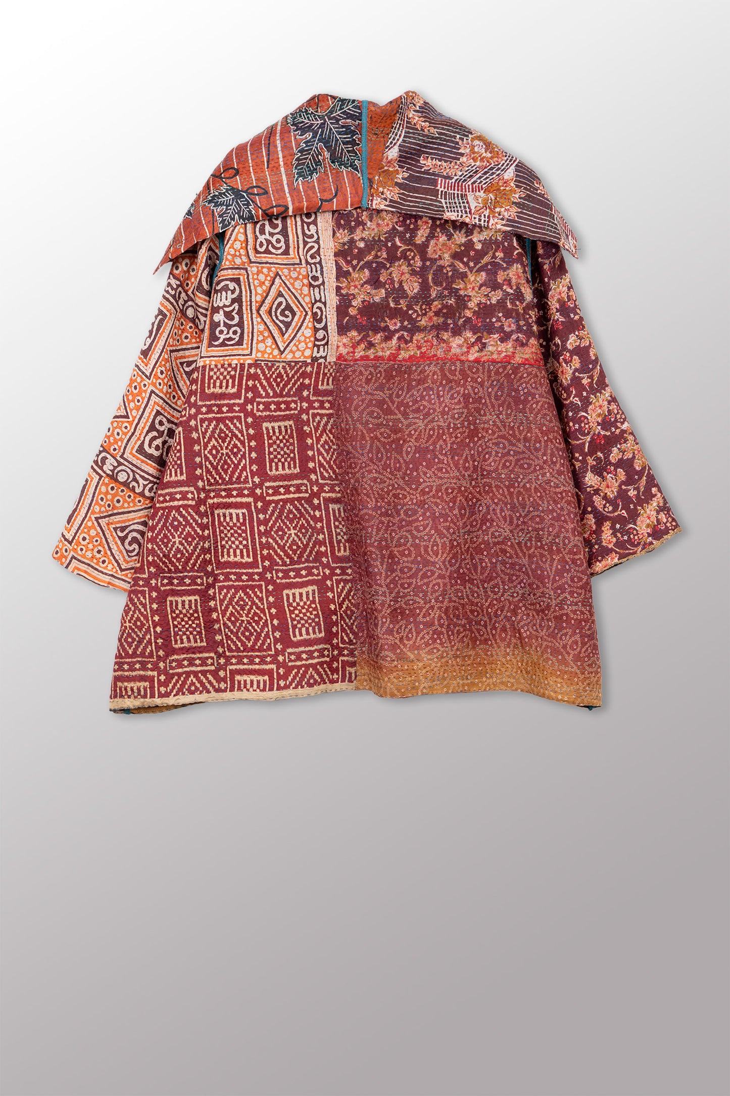 VINTAGE SILK KANTHA FLARE JKT - sv2010-0060a -