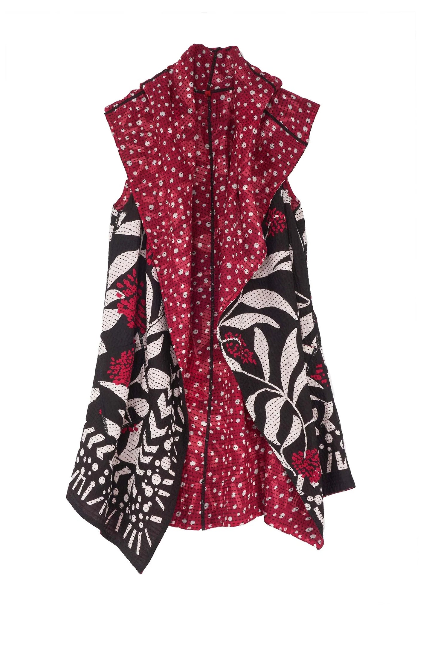 WHITE LEAF BBK KANTHA CIRCULAR VEST - mb2201-blk -