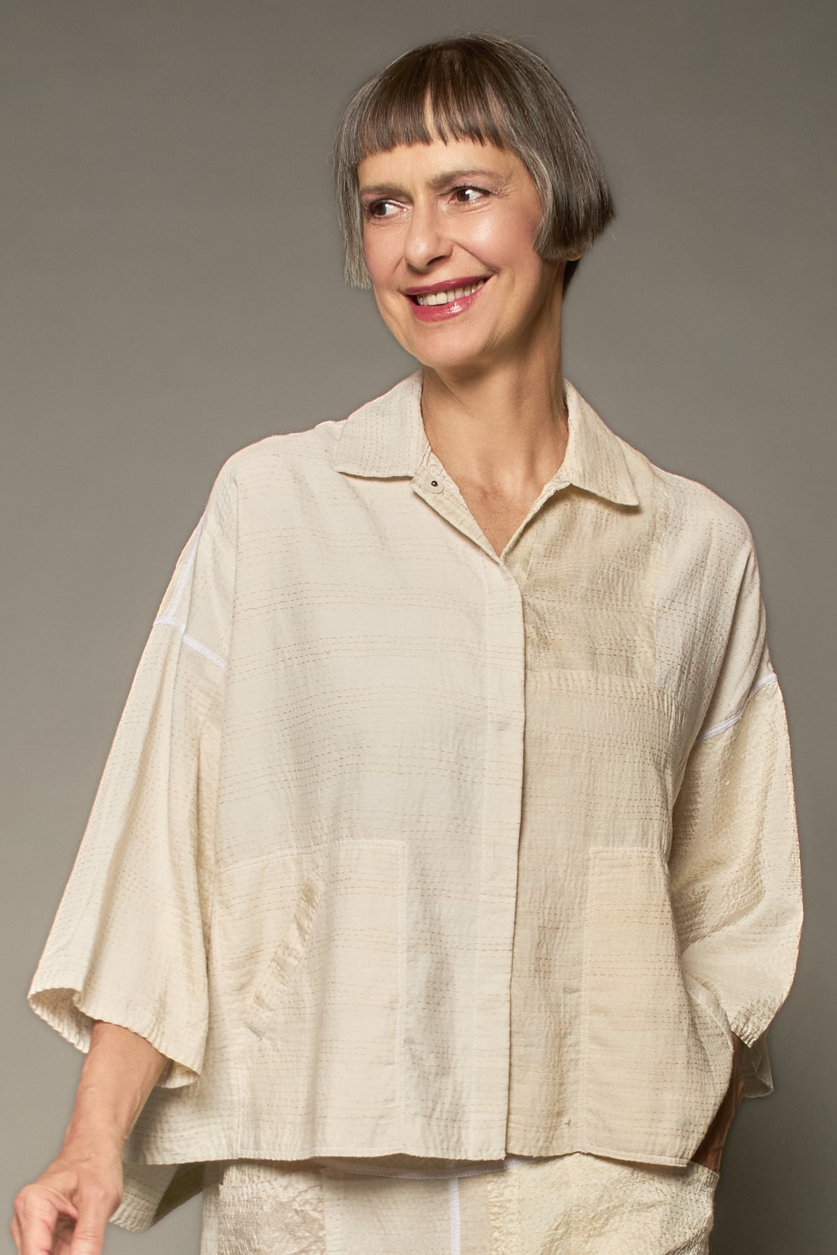 JAIPUR WHITE KANTHACROPPED TENT SHIRT - jw2596-ivy -