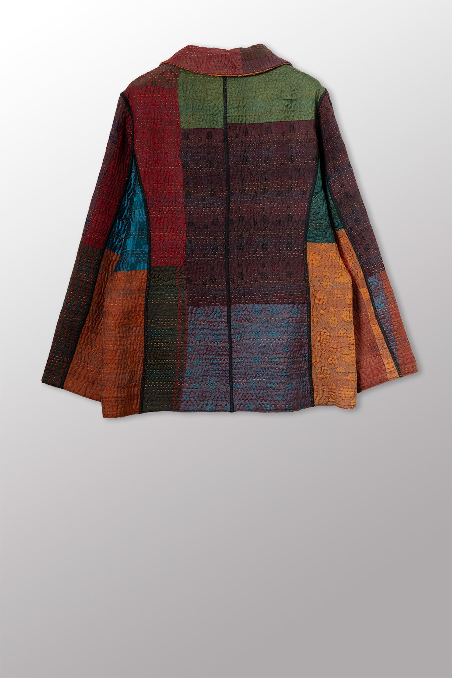 JACQUARD SILK KANTHA BASIC JACKET - js4052-cbrn002m -