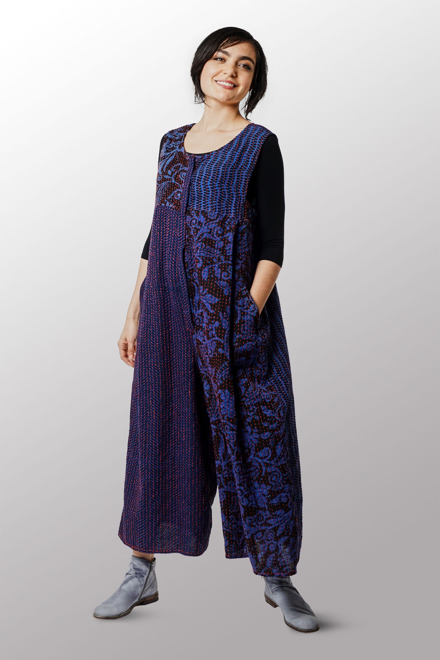 BLUE PRAIRIE BBK KANTHA PLEATED JUMPER - bk2637-blu -