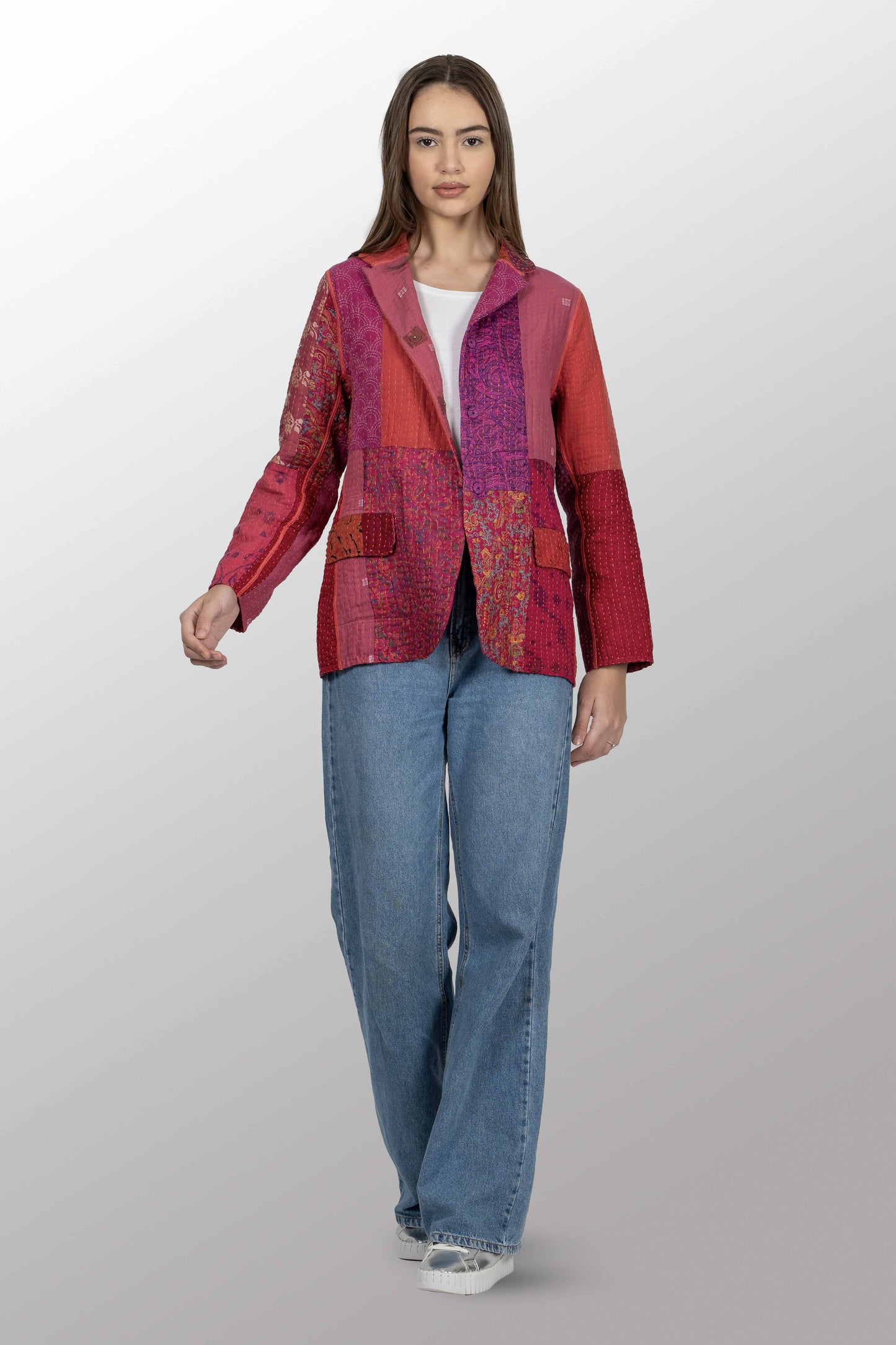 BBK PATCH KANTHA BASIC JACKET - bl-bbp4052-pik -