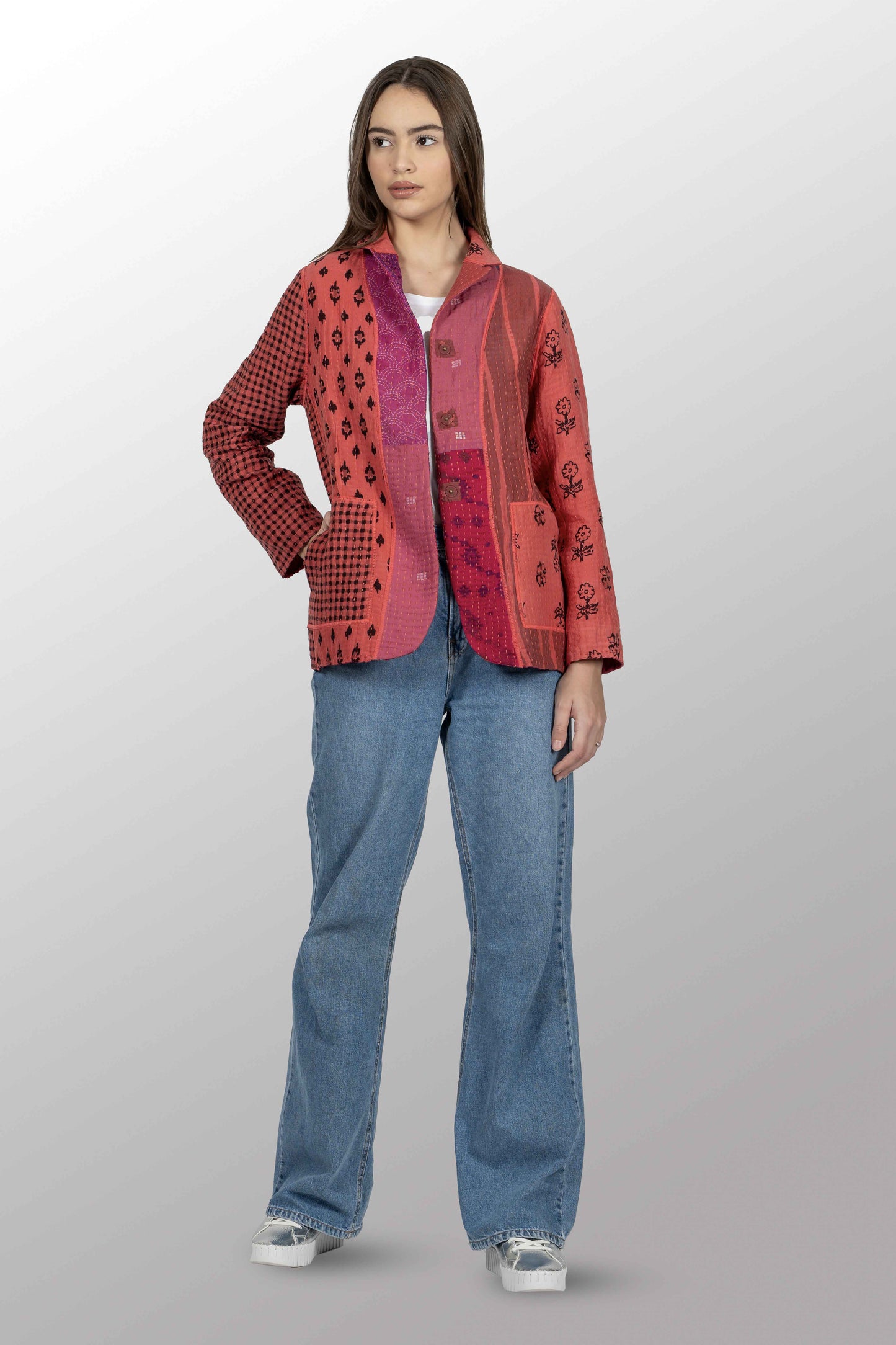 BBK PATCH KANTHA BASIC JACKET - bl-bbp4052-pik -