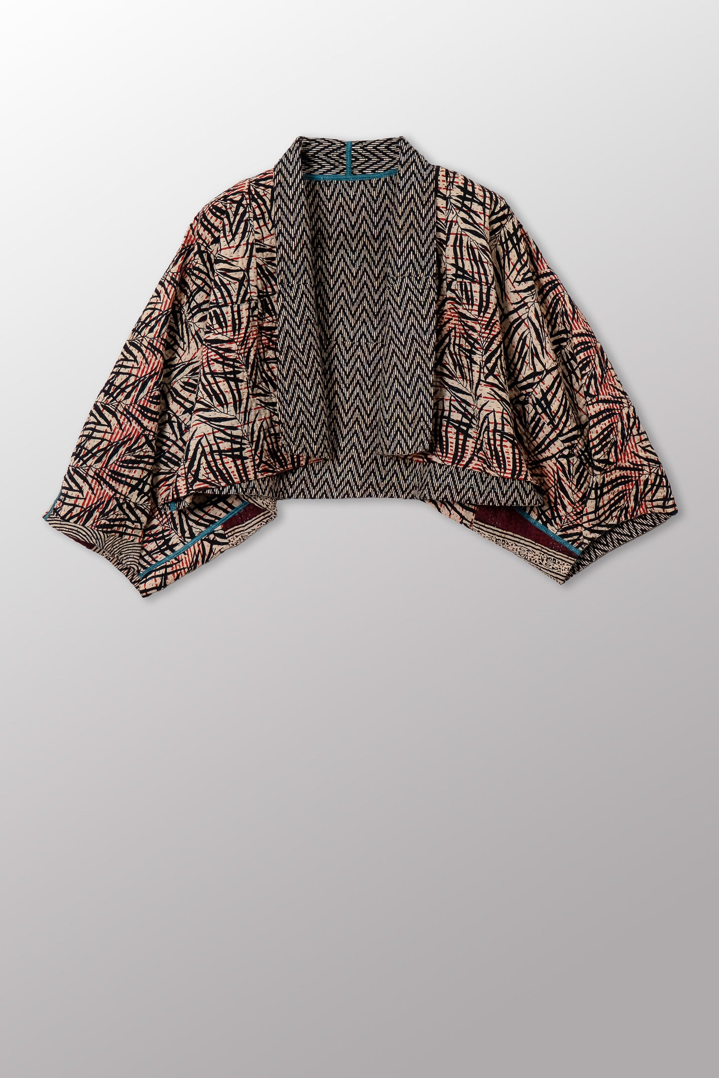 SOHO BAMBOO KANTHA PUFF SLV. SHRUG - bo4062-cblk006a -