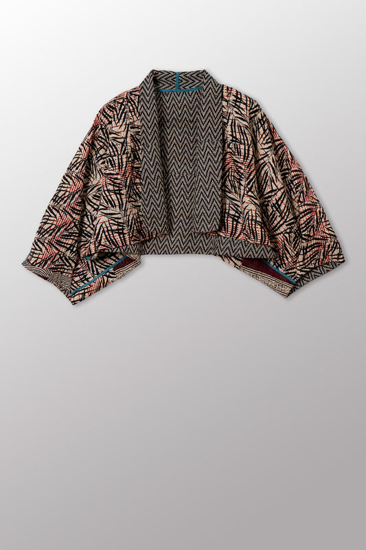 SOHO BAMBOO KANTHA PUFF SLV. SHRUG - bo4062-cblk006a -