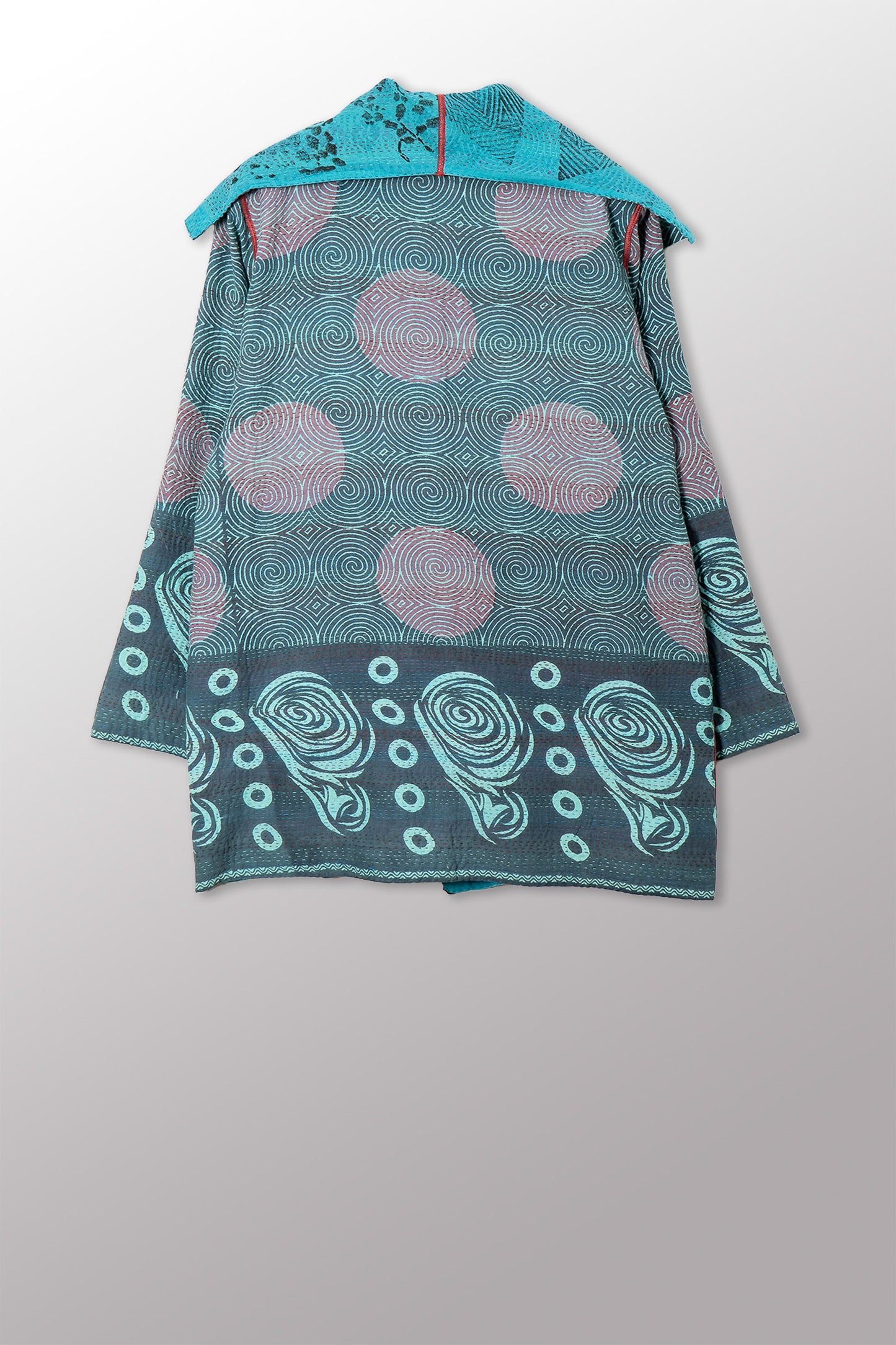 VINTAGE COTTON & NEW VOILE KANTHA POCKET JACKET - cn2002-0001a -