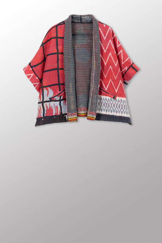 VINTAGE COTTON KANTHA MINI PONCHO - cv4060-0073a -