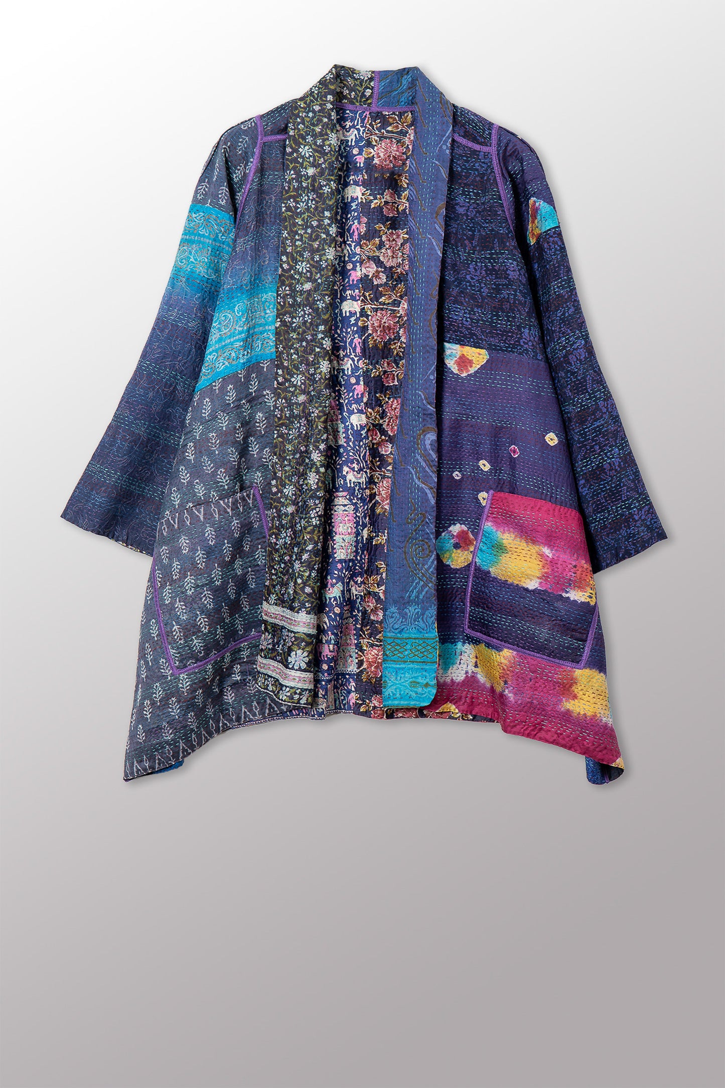 VINTAGE SILK KANTHA A-LINE JKT - sv2003-0414a -