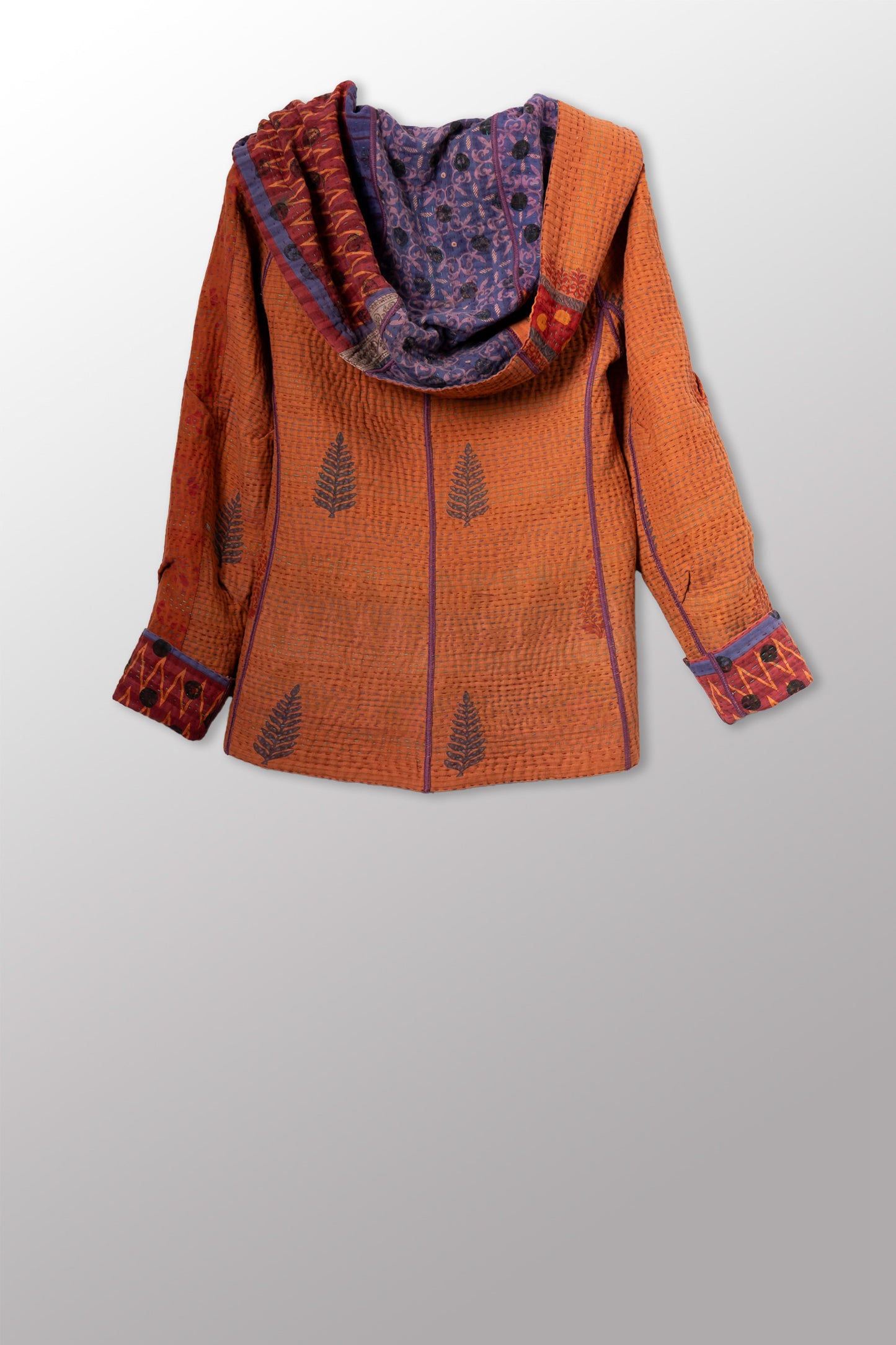 COTTON OVERDYE KANTHA HOODIE JACKET - ov4036-corg002s -