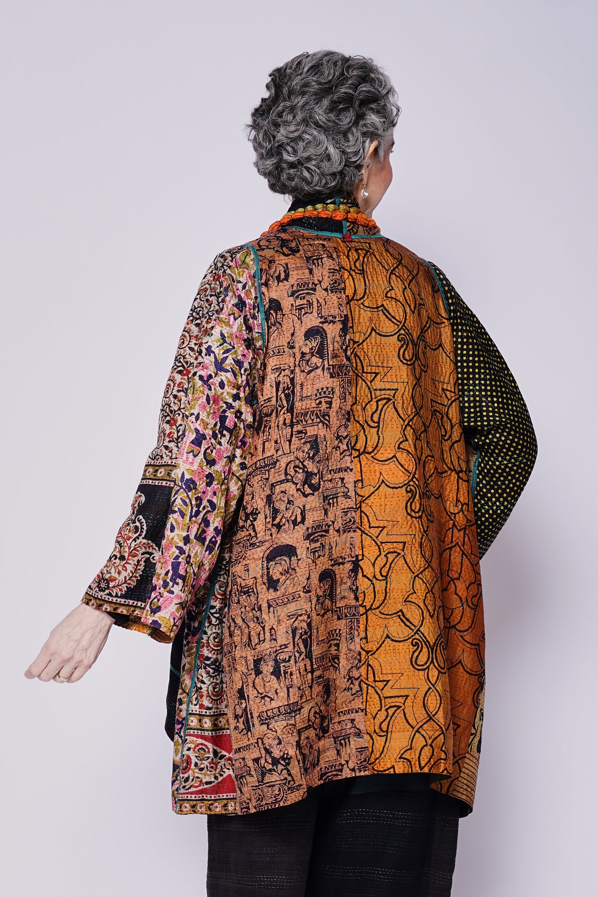 VINTAGE SILK KANTHA A-LINE JKT - sv2003-0408a -