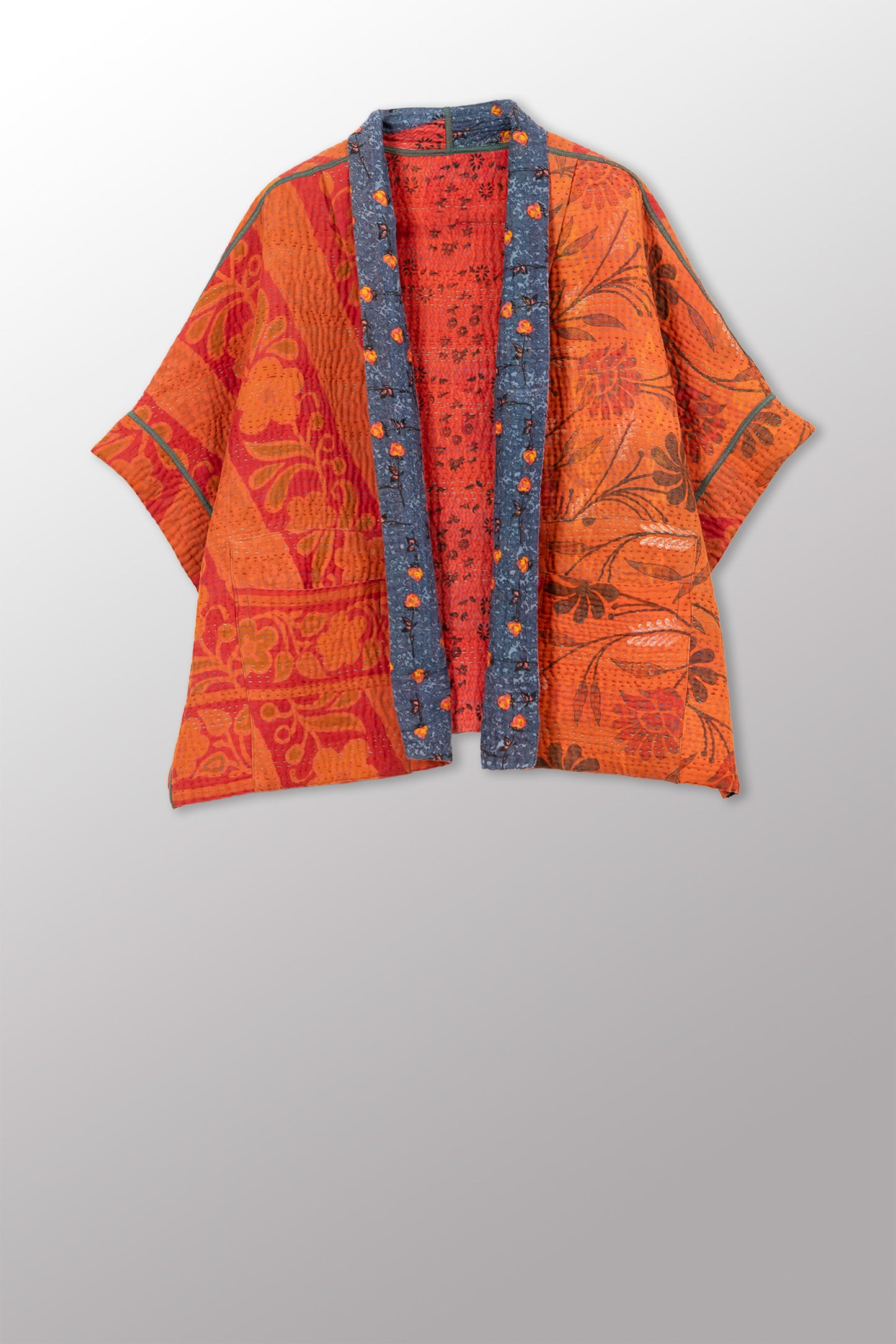 COTTON OVERDYE KANTHA MINI PONCHO - ov4060-corg006a -