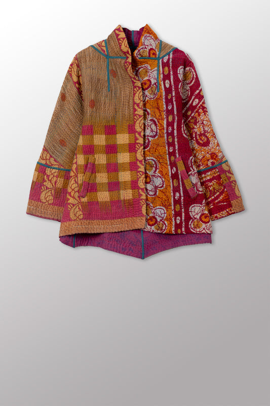 COTTON OVERDYE KANTHA FLARE SHORT JKT - ov4011-cfus003s -