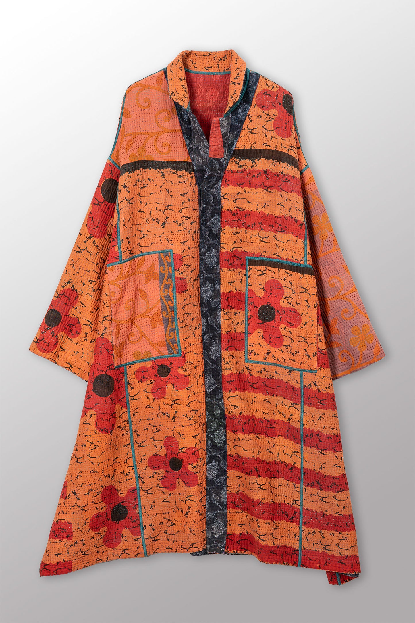 VINTAGE COTTON KANTHA NEW OVERSIZED COAT - cv4342-0014a -