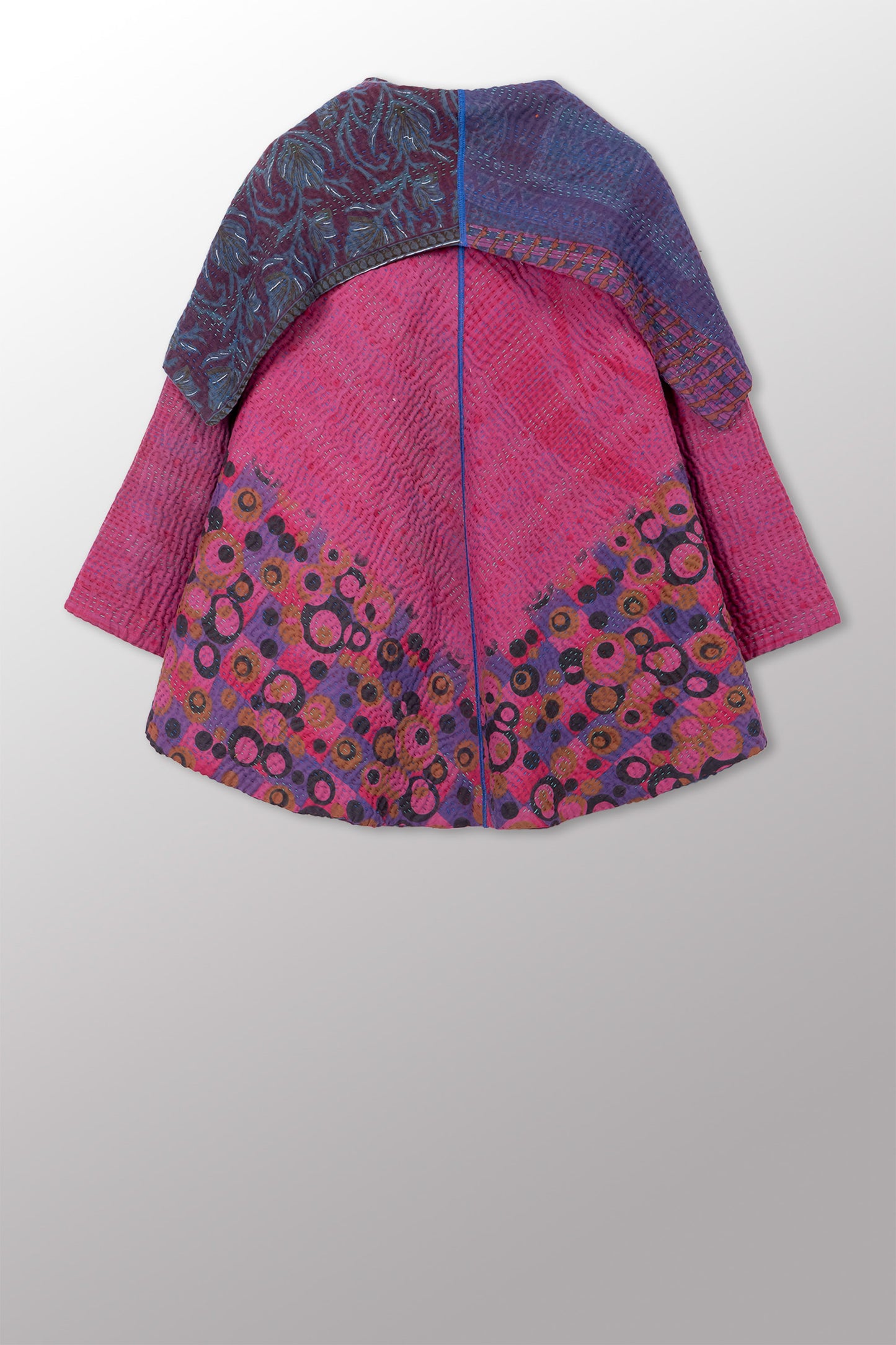 COTTON OVERDYE KANTHA CIRCULAR JACKET - ov4008-cprp001a -