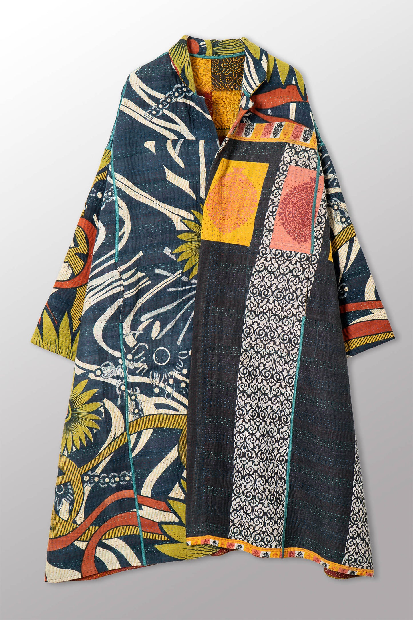 VINTAGE COTTON KANTHA NEW OVERSIZED COAT - cv4342-0013a -