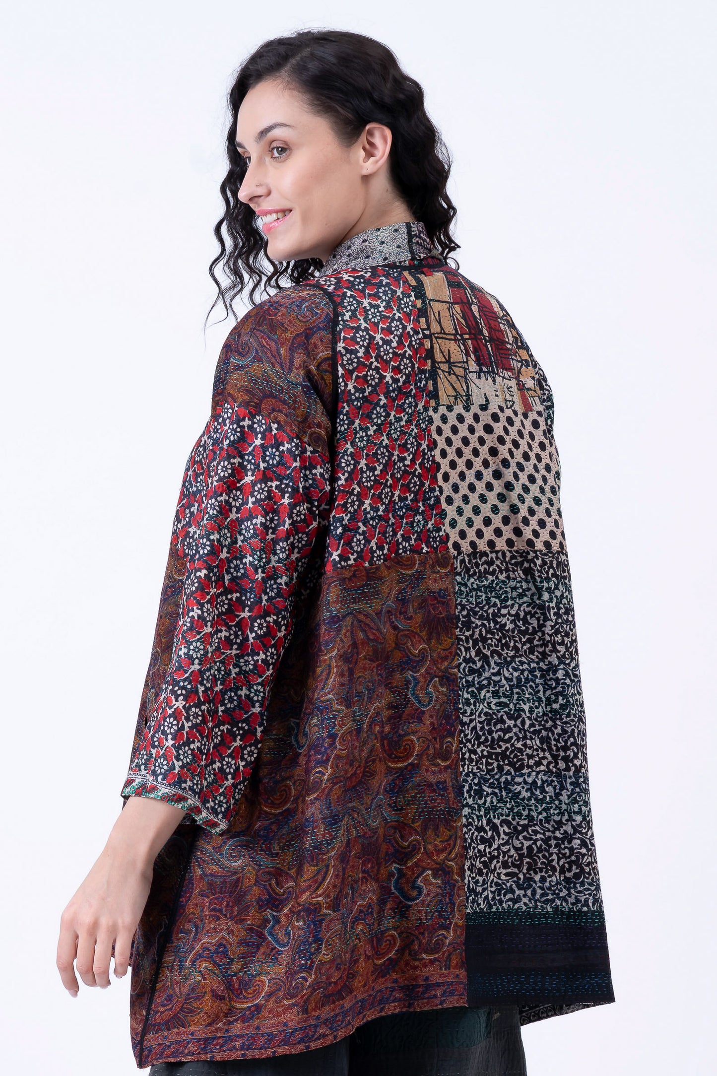 VINTAGE SILK KANTHA A-LINE JKT - sv2003-0410a -