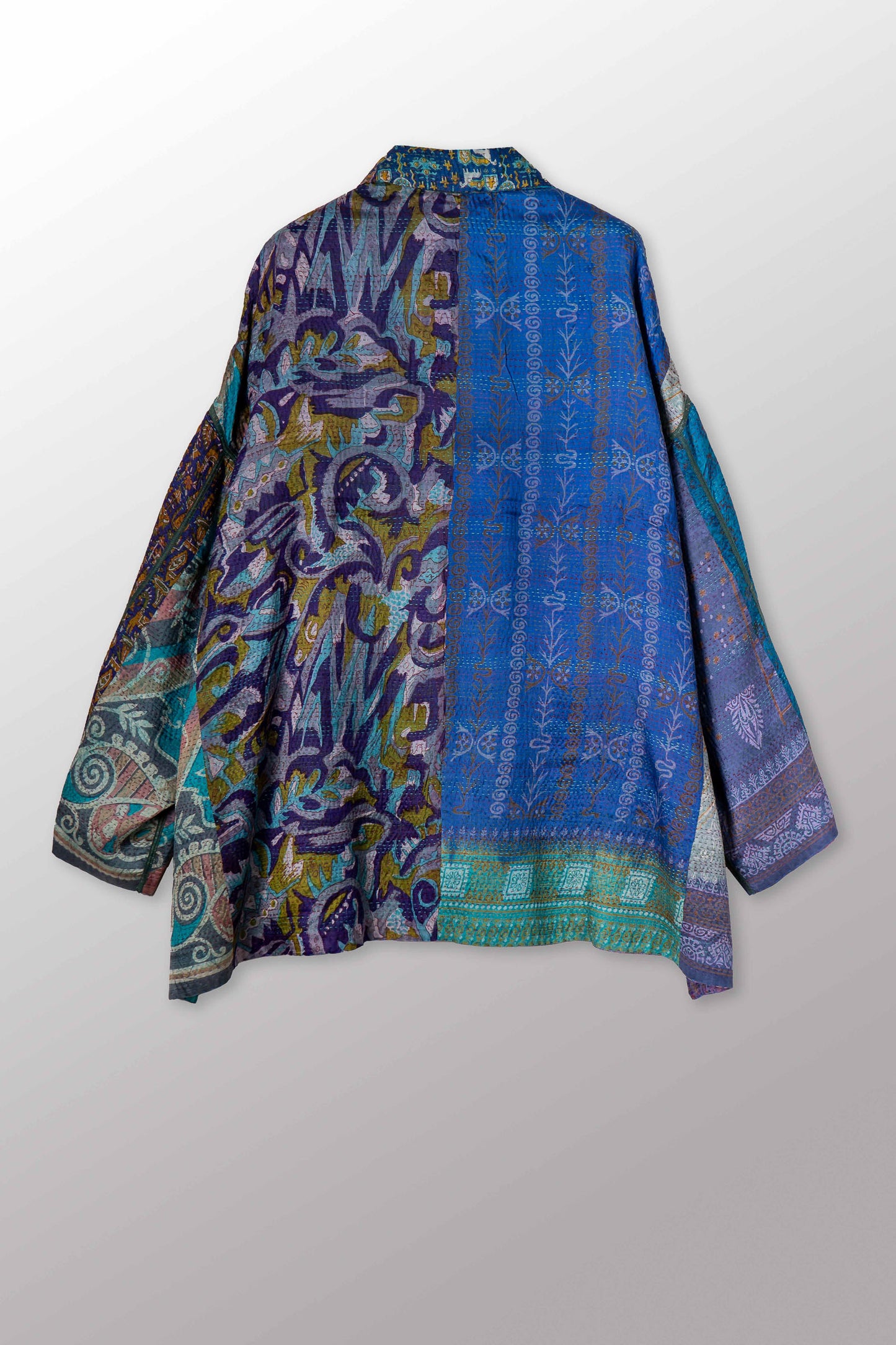 VINTAGE SILK KANTHA OVERSIZED MINI COAT - sv2332-0012a -