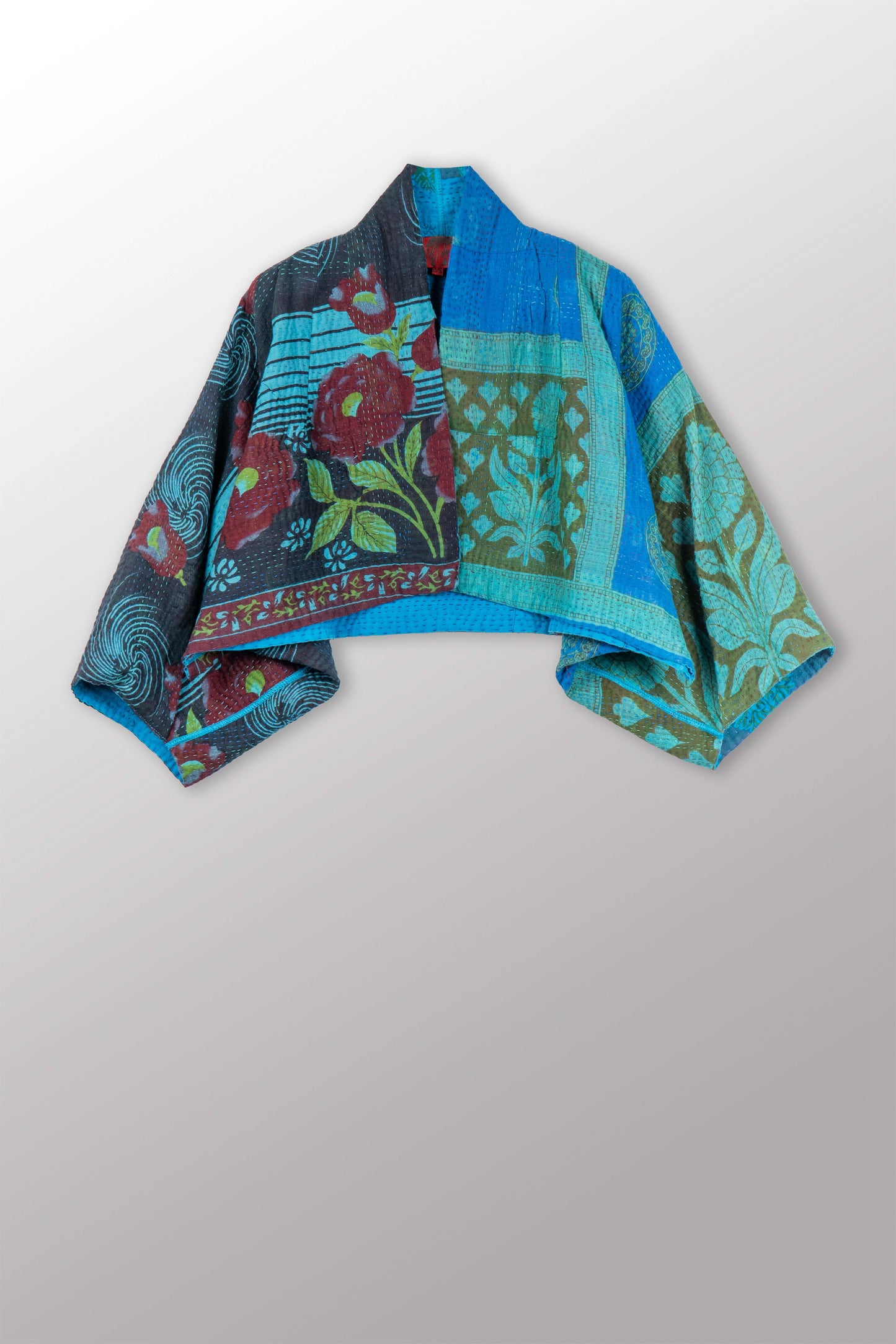 COTTON OVERDYE KANTHA PUFF SLV. SHRUG - ov4062-ctuq001a -