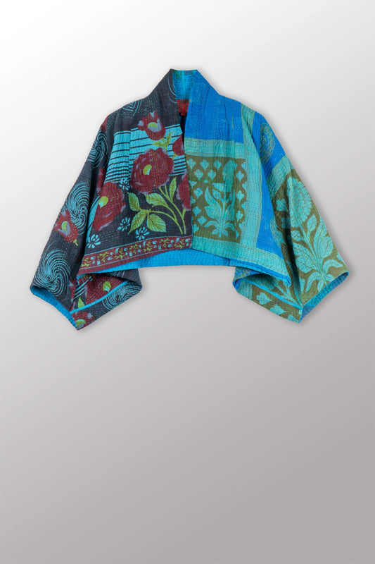 COTTON OVERDYE KANTHA PUFF SLV. SHRUG - ov4062-ctuq001a -
