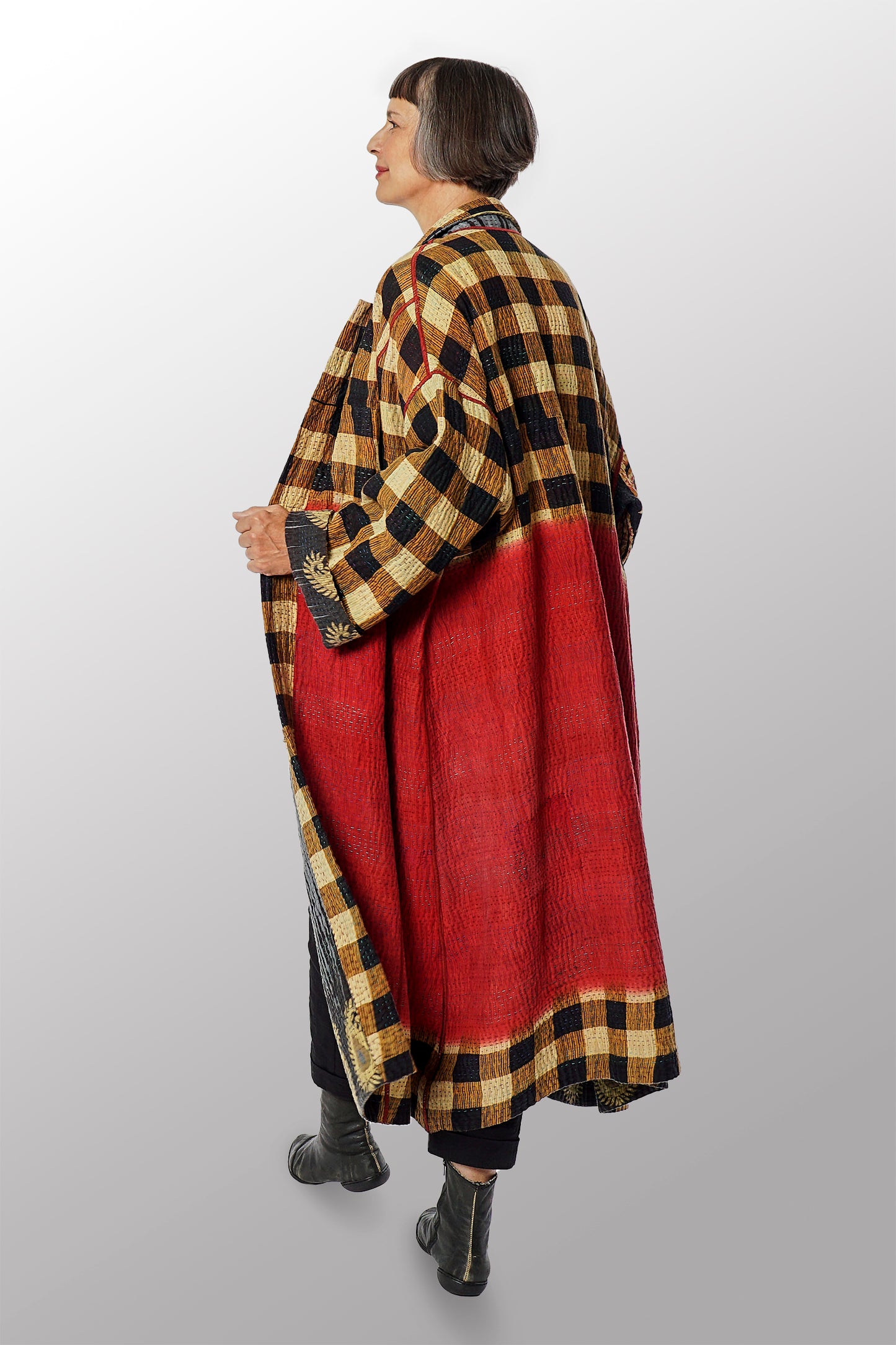 VINTAGE COTTON KANTHA OVERSIZED COAT - cv4326-0054a -