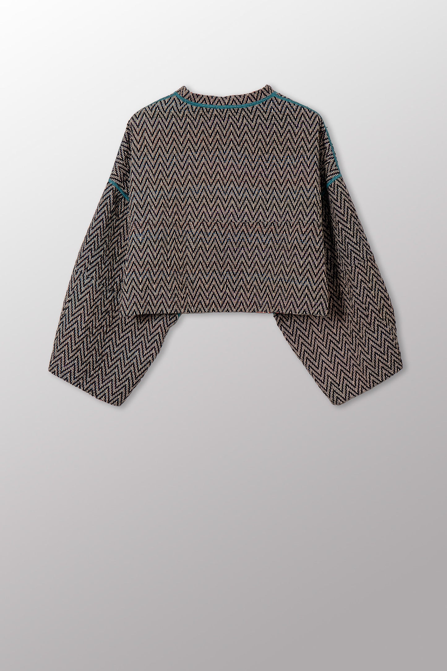 SOHO BAMBOO KANTHA SLEEVE JACKET - bo4090-cblk001s -