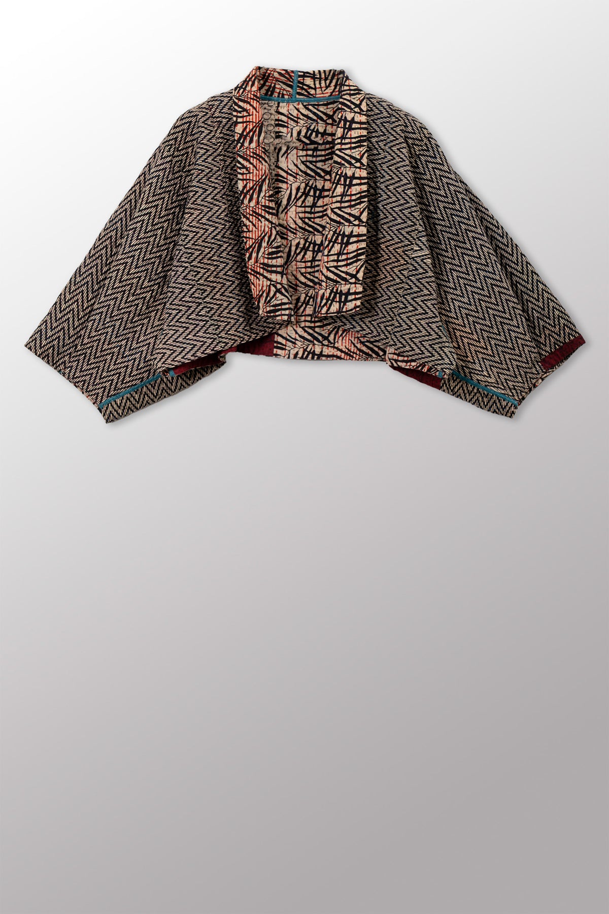 SOHO BAMBOO KANTHA PUFF SLV. SHRUG - bo4062-cblk008a -