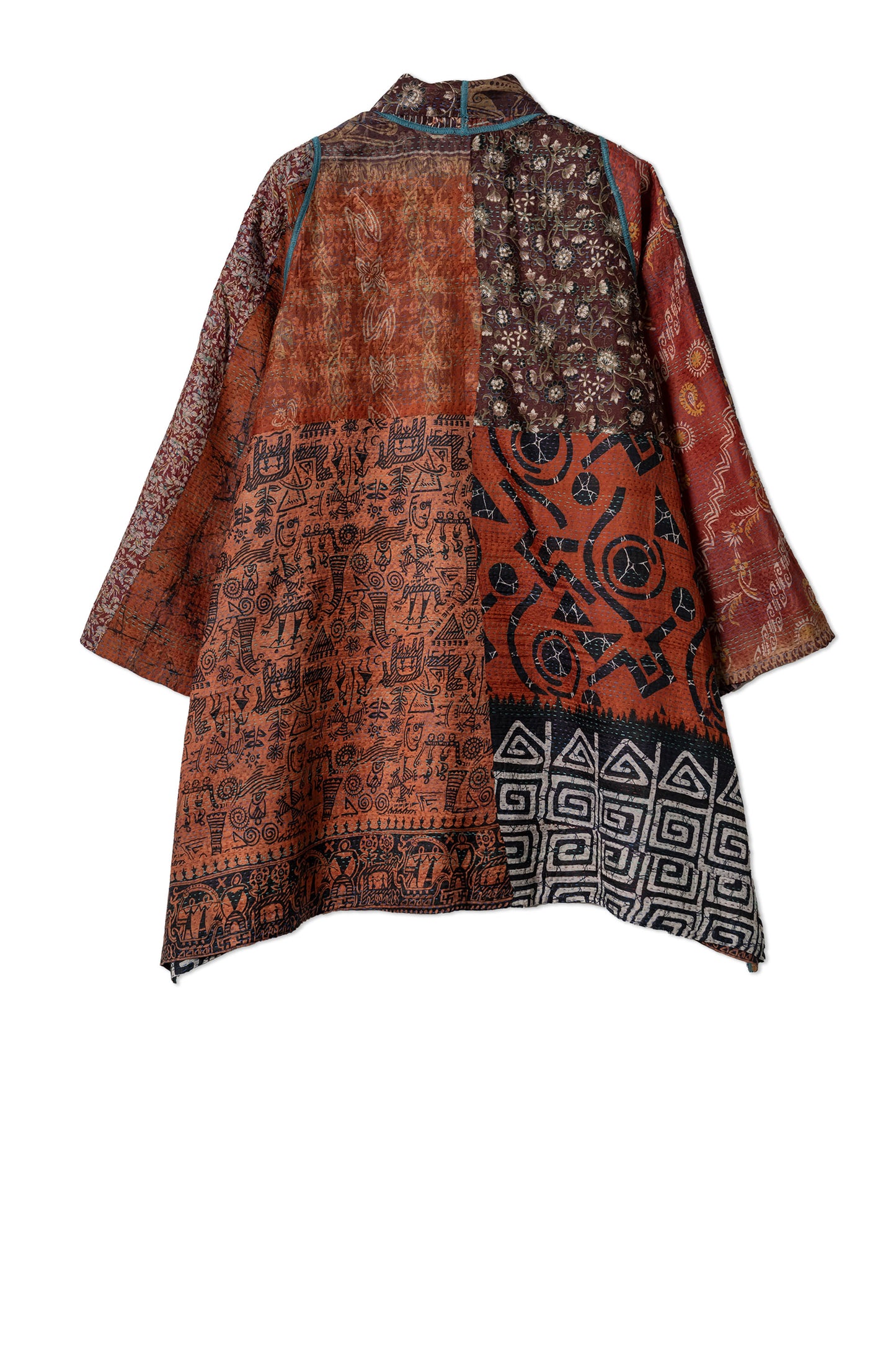 VINTAGE SILK KANTHA A-LINE JKT - sv2003-0416a -