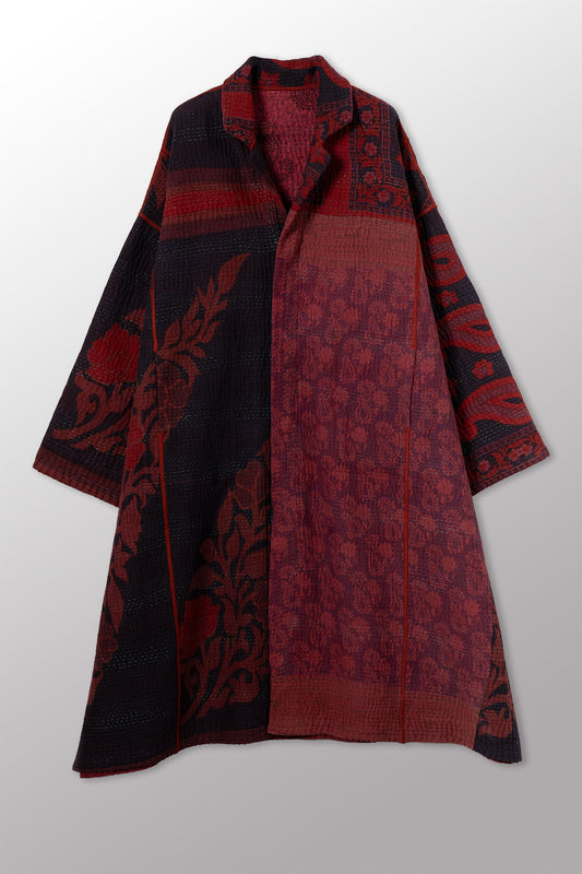 COTTON OVERDYE KANTHA NEW OVERSIZED COAT - ov4342-cred008a -