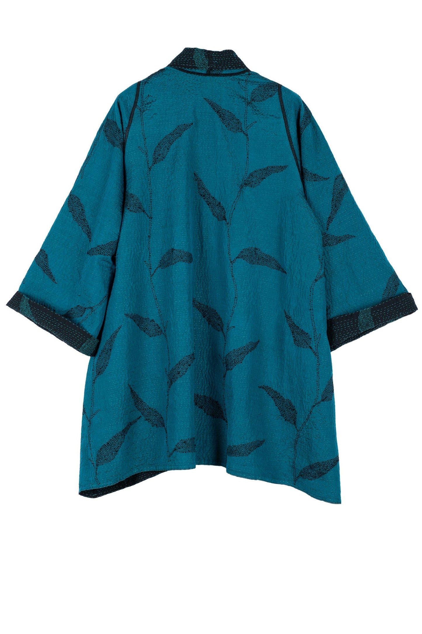 NIGHT BAMBOO SILK COTTON KANTHA A-LINE JKT - nb2003-tel -