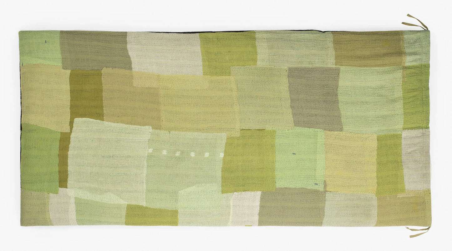 Mosaic Fray Handmade Vintage Kantha Day Bed Mattress Cover -Green