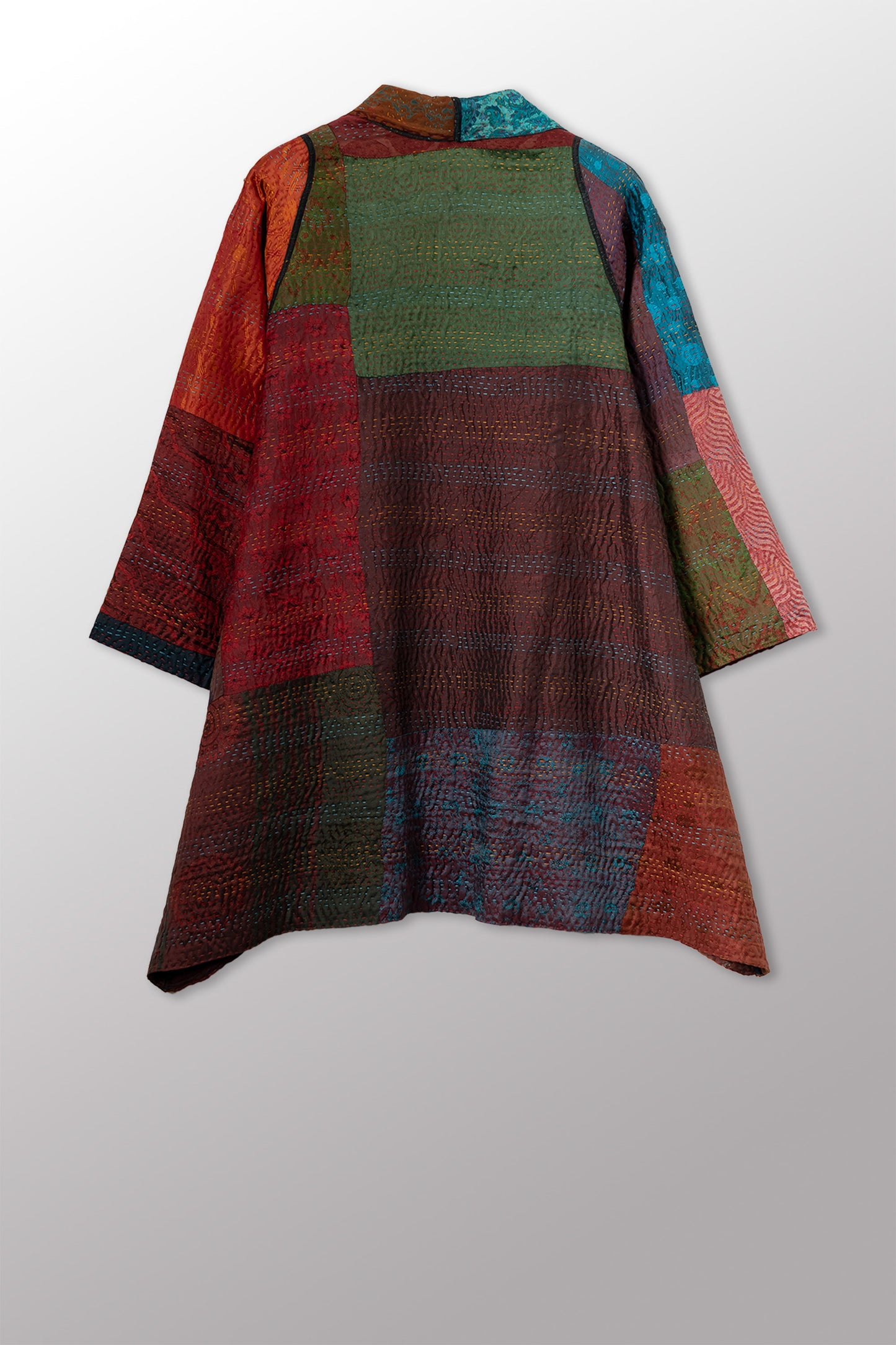 JACQUARD SILK KANTHA A-LINE JKT - js4003-cbrn002a -