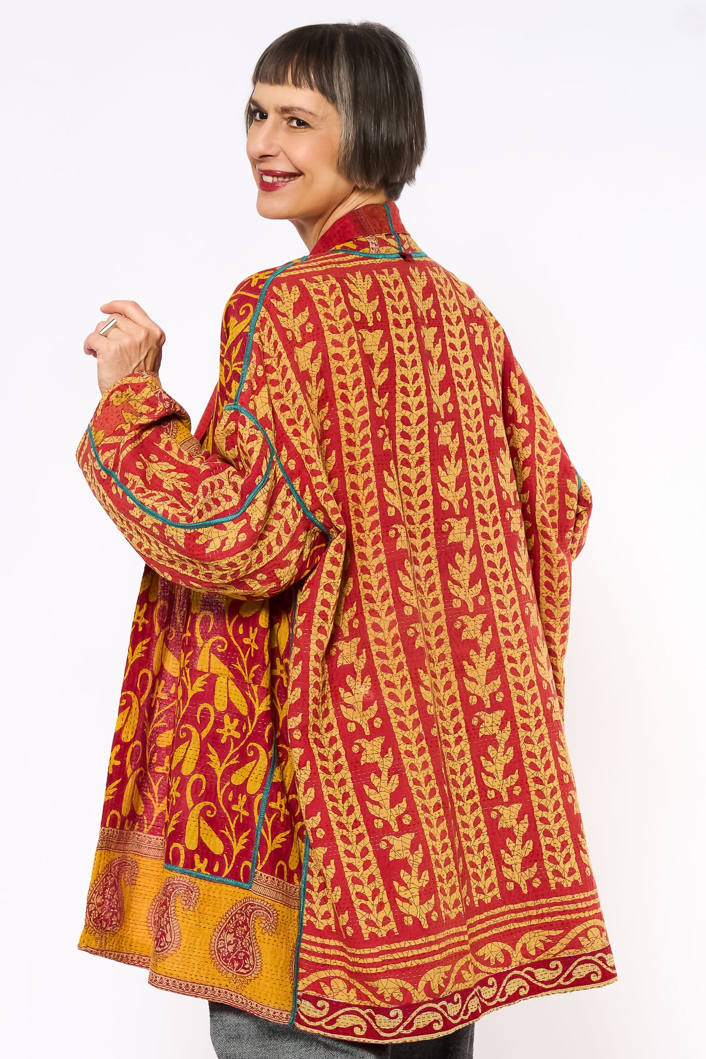 VINTAGE COTTON KANTHA HAORI JACKET - cv2068-0006a -