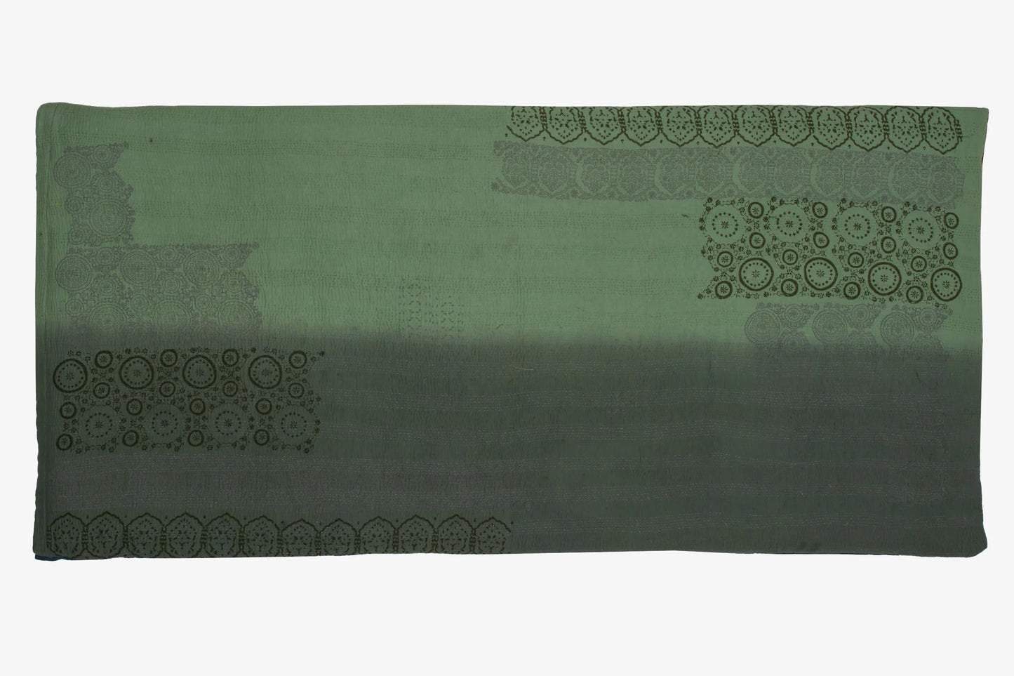 Vintage Fray Patch & Ombre Kantha Day Bed Mattress Cover - Avocado