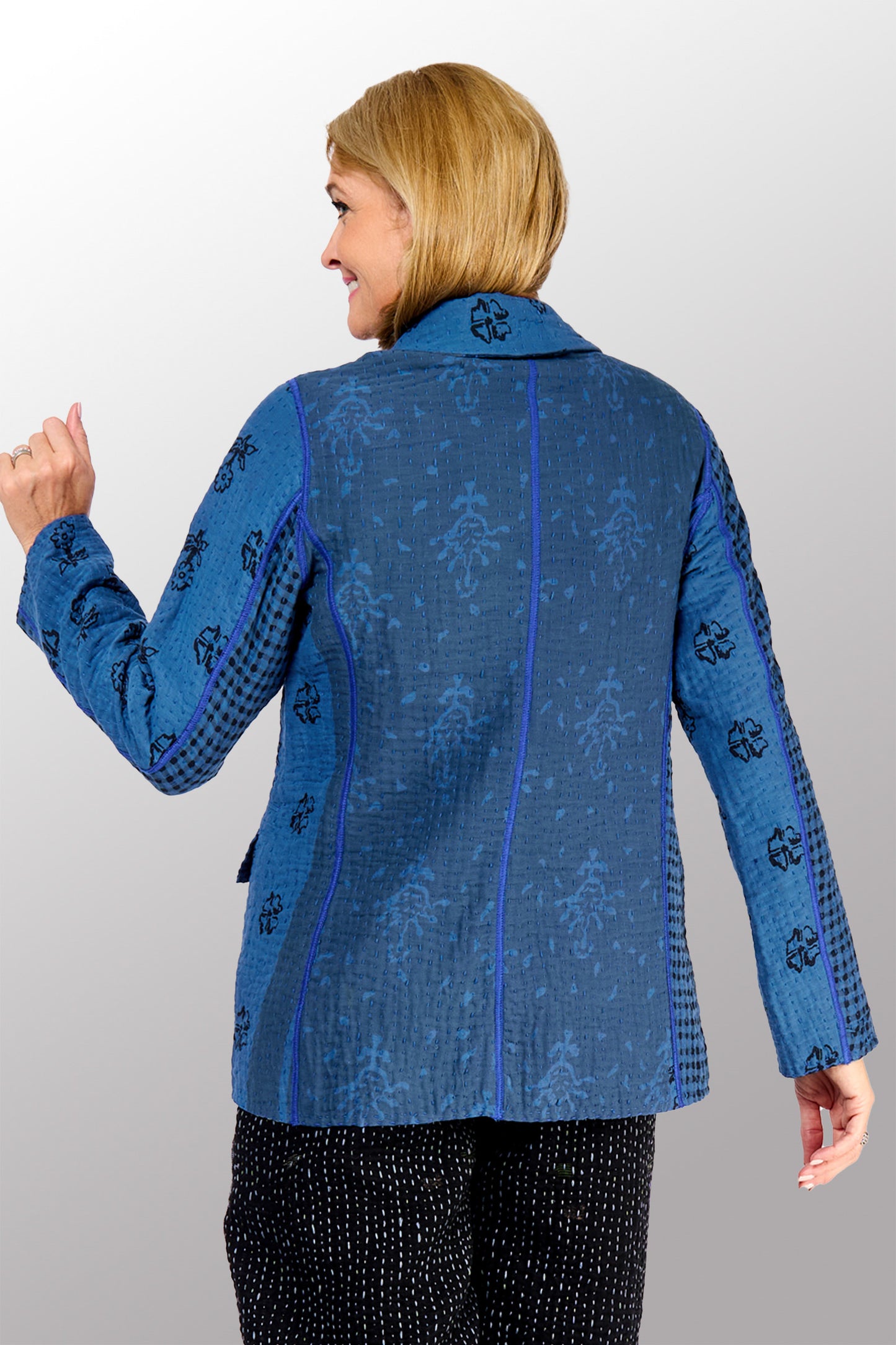 BBK PATCH KANTHA BASIC JACKET - bl-bbp4052-nvy -