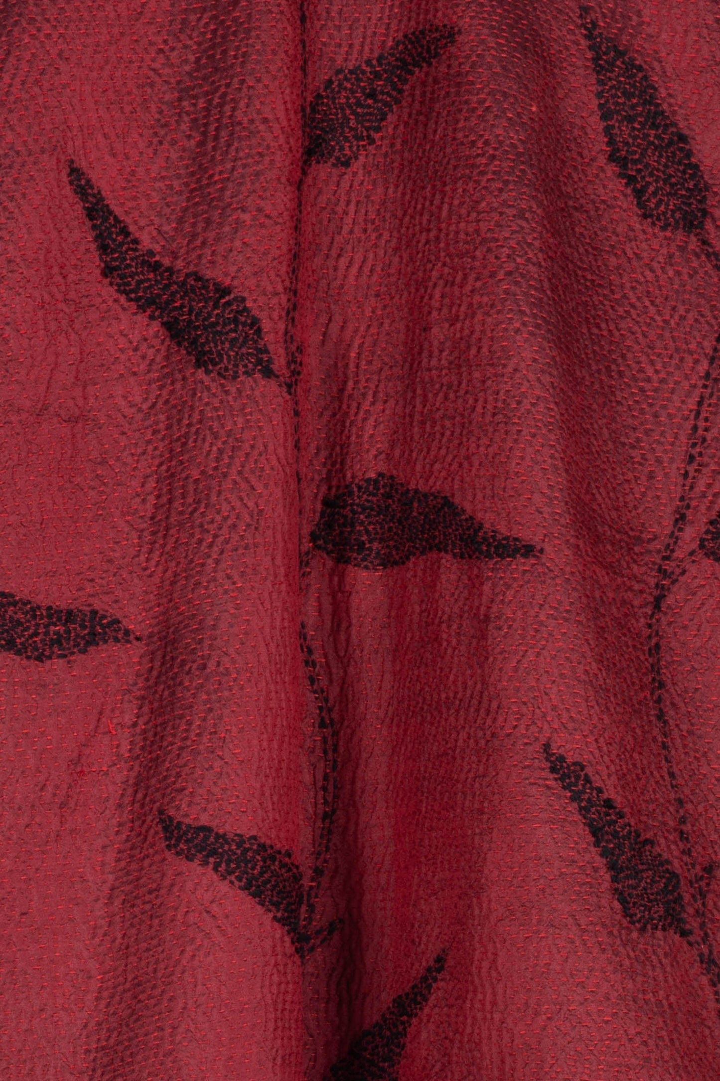 NIGHT BAMBOO SILK COTTON KANTHA CIRCULAR VEST - nb2201-red -