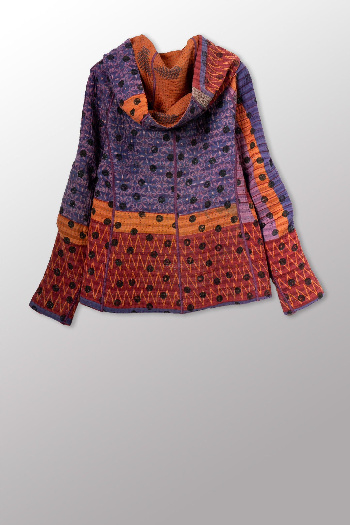 COTTON OVERDYE KANTHA HOODIE JACKET - ov4036-corg002s -