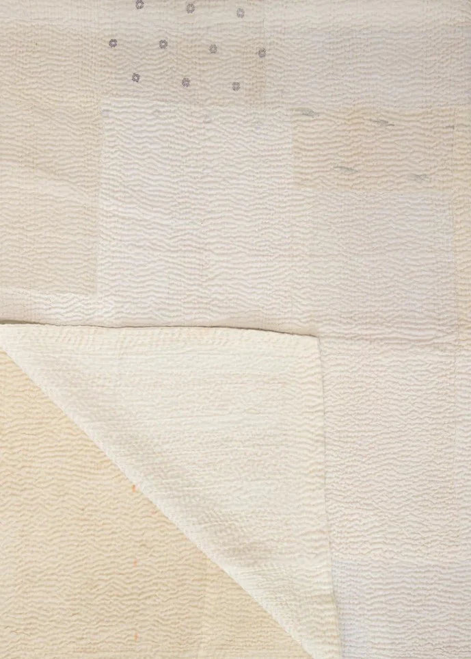 Mosaic Fray Patch Handmade Vintage Kantha Quilts -Cauliflower