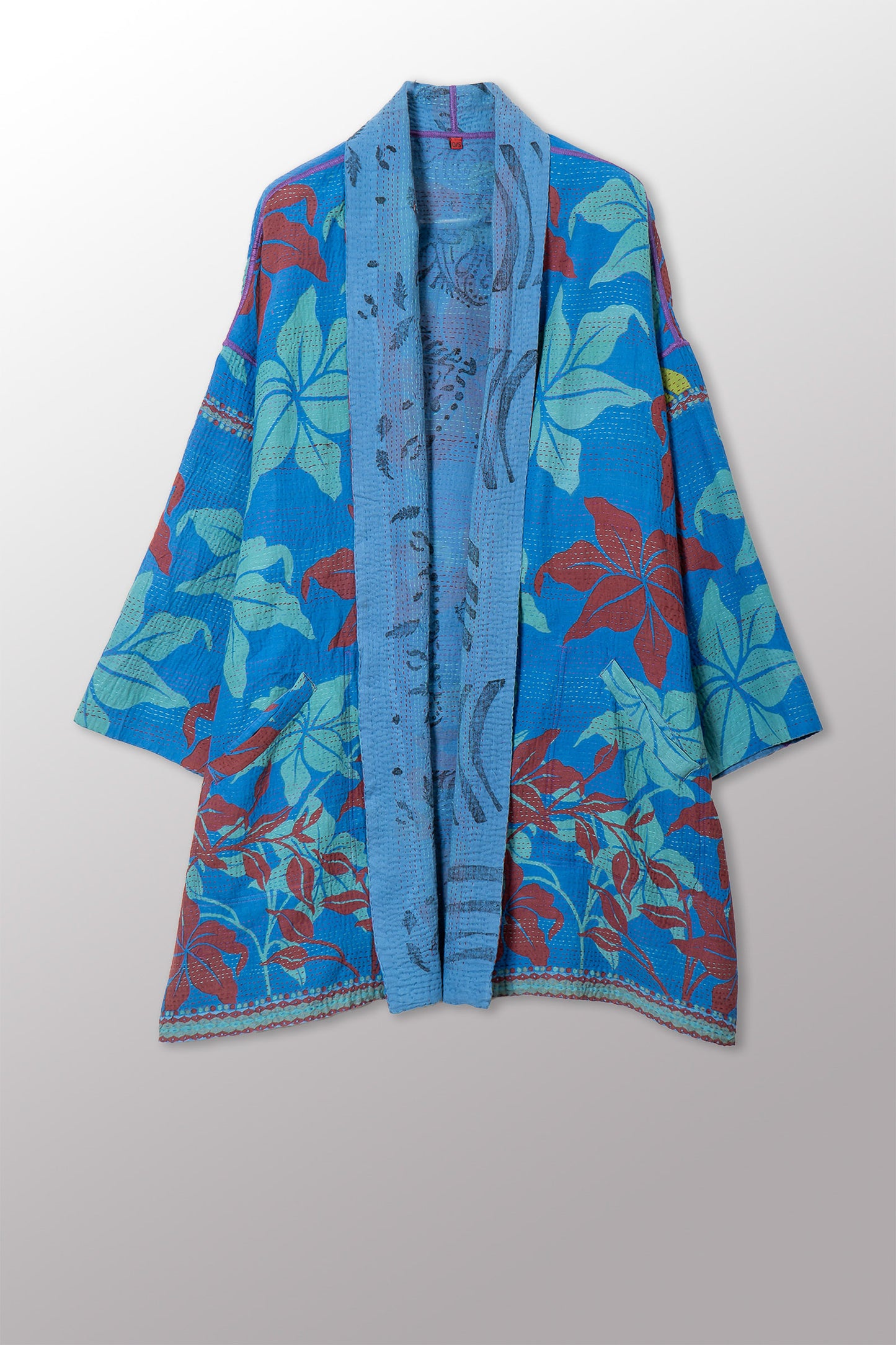 VINTAGE COTTON & NEW VOILE KANTHA HAORI JACKET - cn2068-0004a -