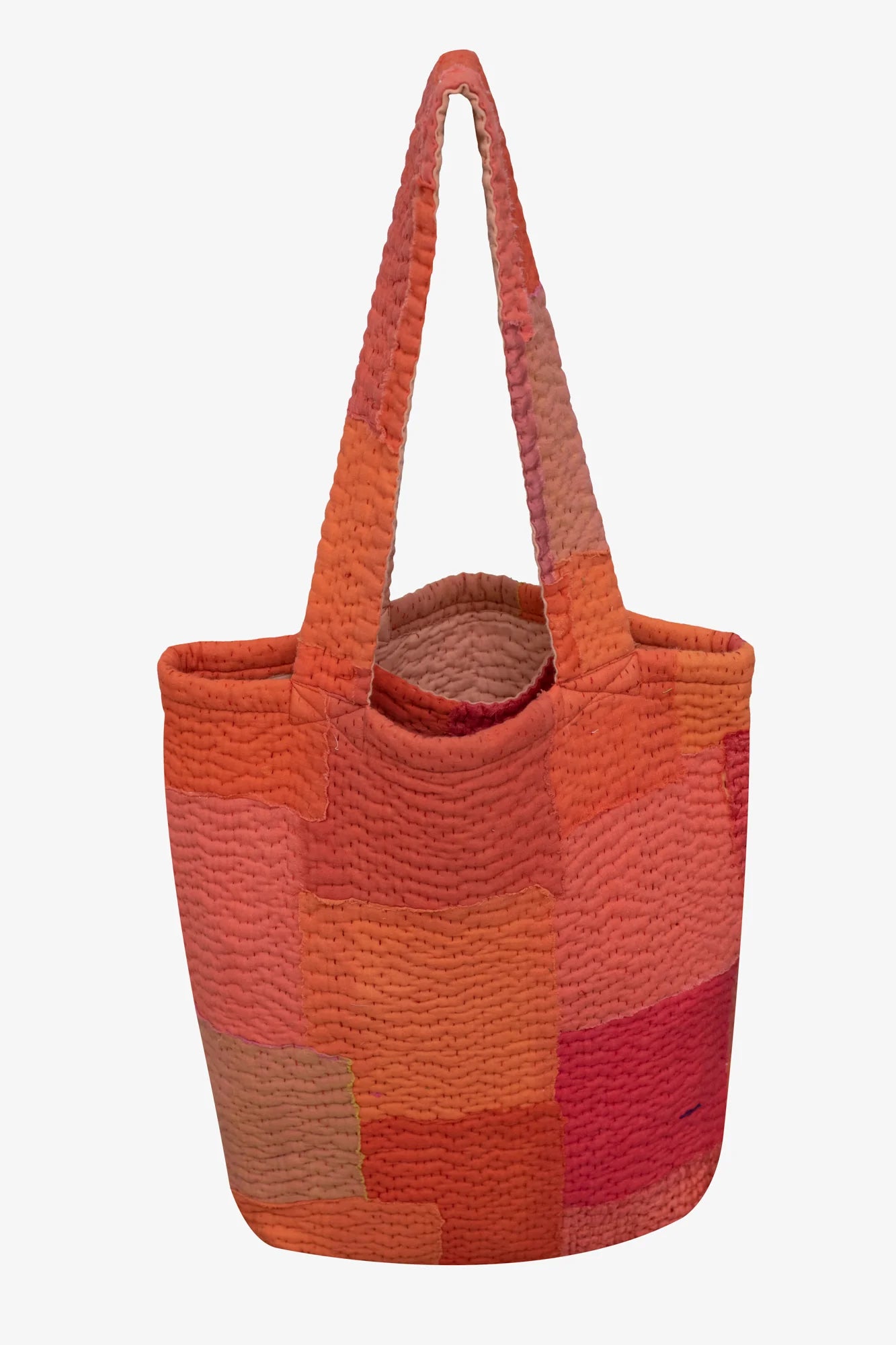 Mosaic Fray Handmade Vintage Kantha Tote Bag -Carrot