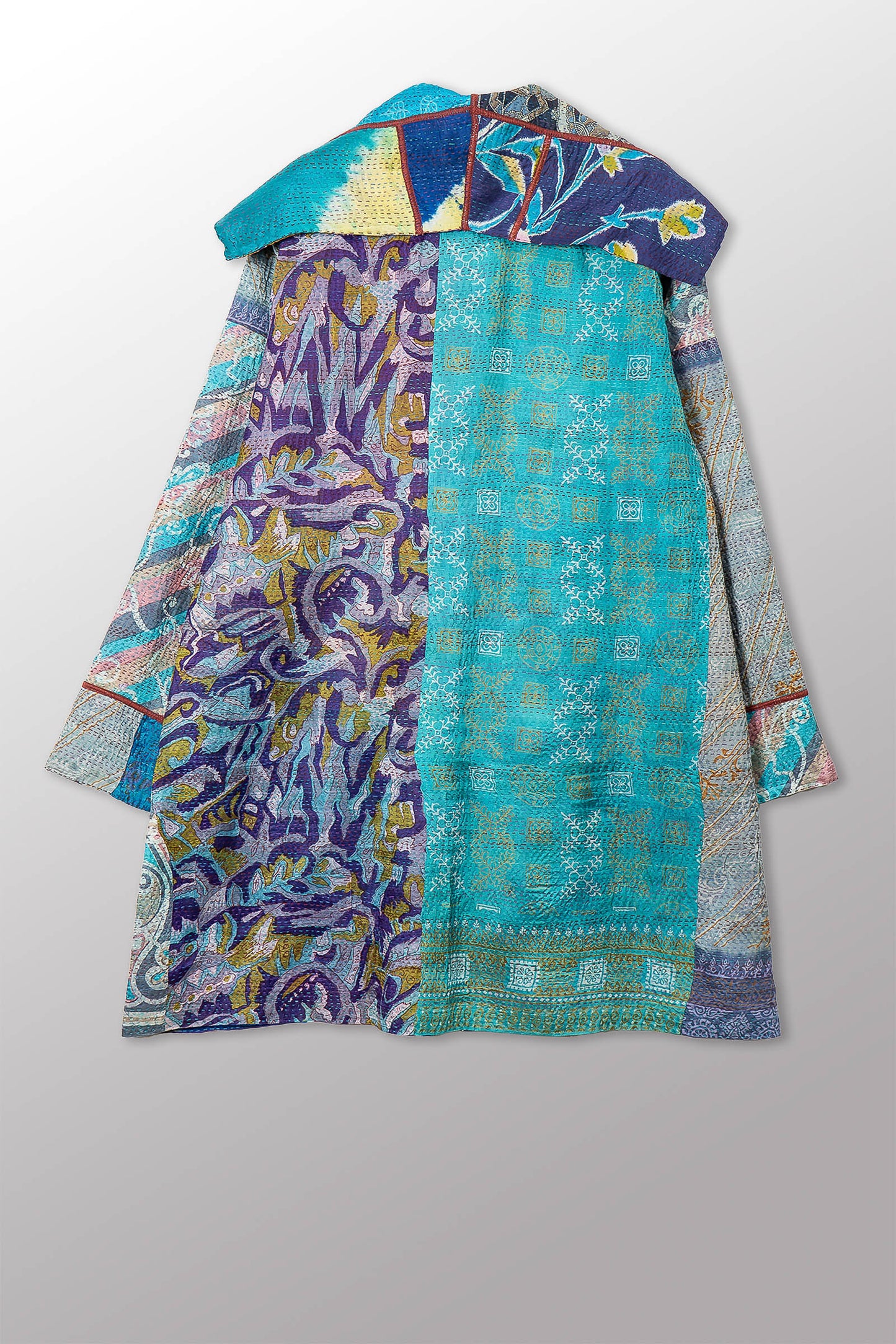 VINTAGE SILK KANTHA POCKET MEDIUM COAT - sv2316-0009m -
