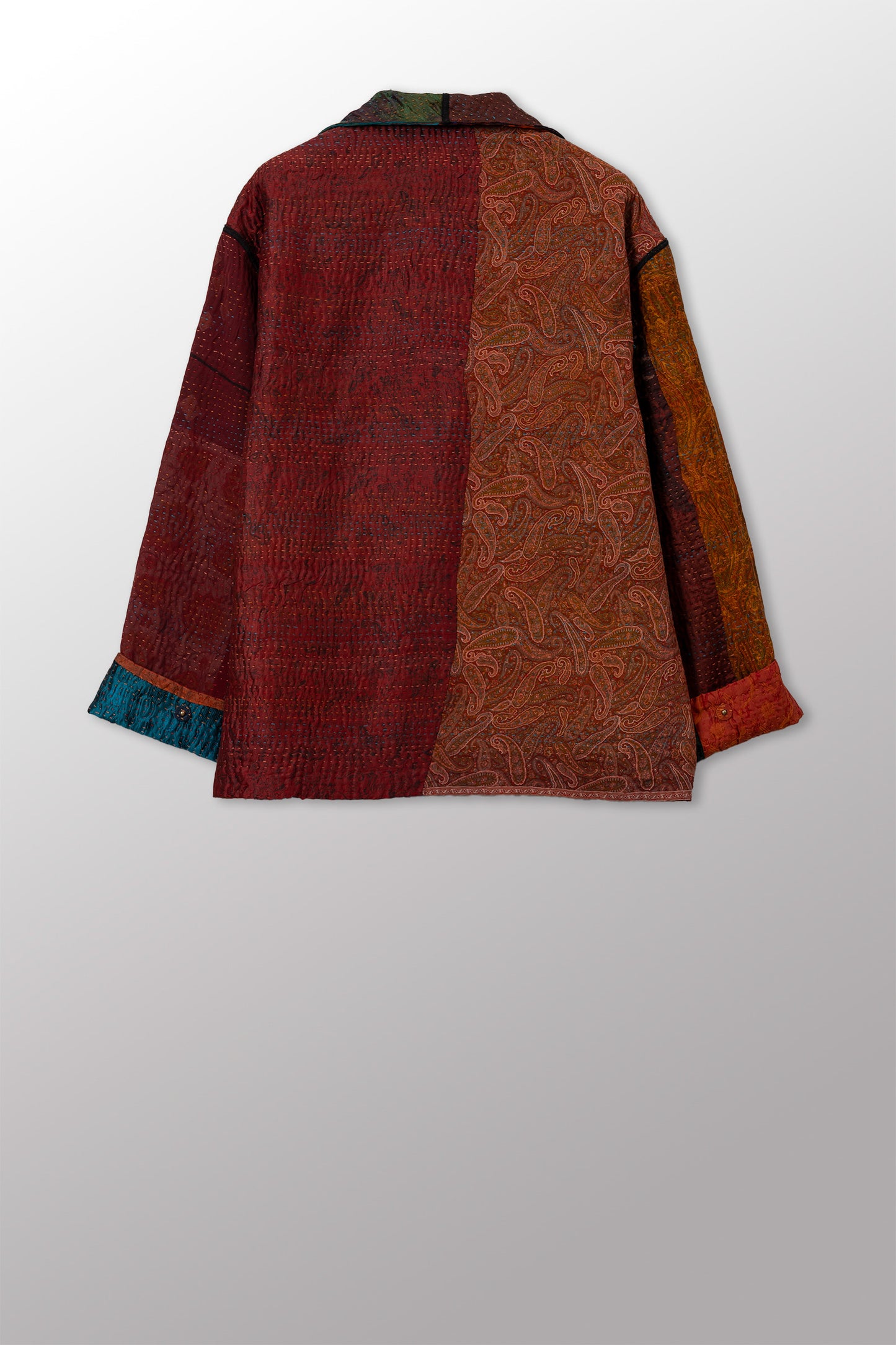 JACQUARD SILK KANTHA MEN'S BLOUSON - js4040-cbrn001m -