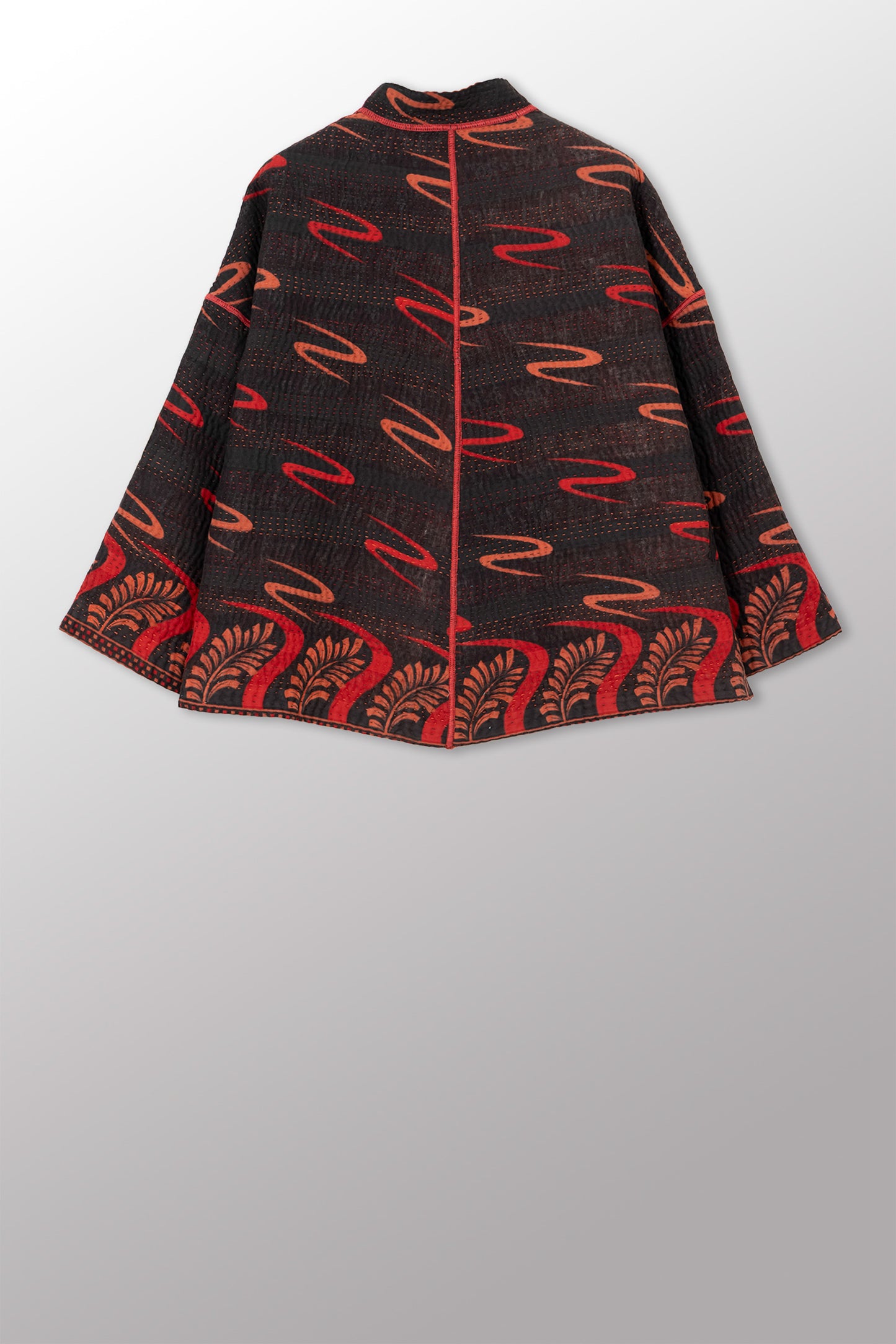 COTTON OVERDYE KANTHA STAND COLLAR CROPPED JKT - ov4034-corg002a -