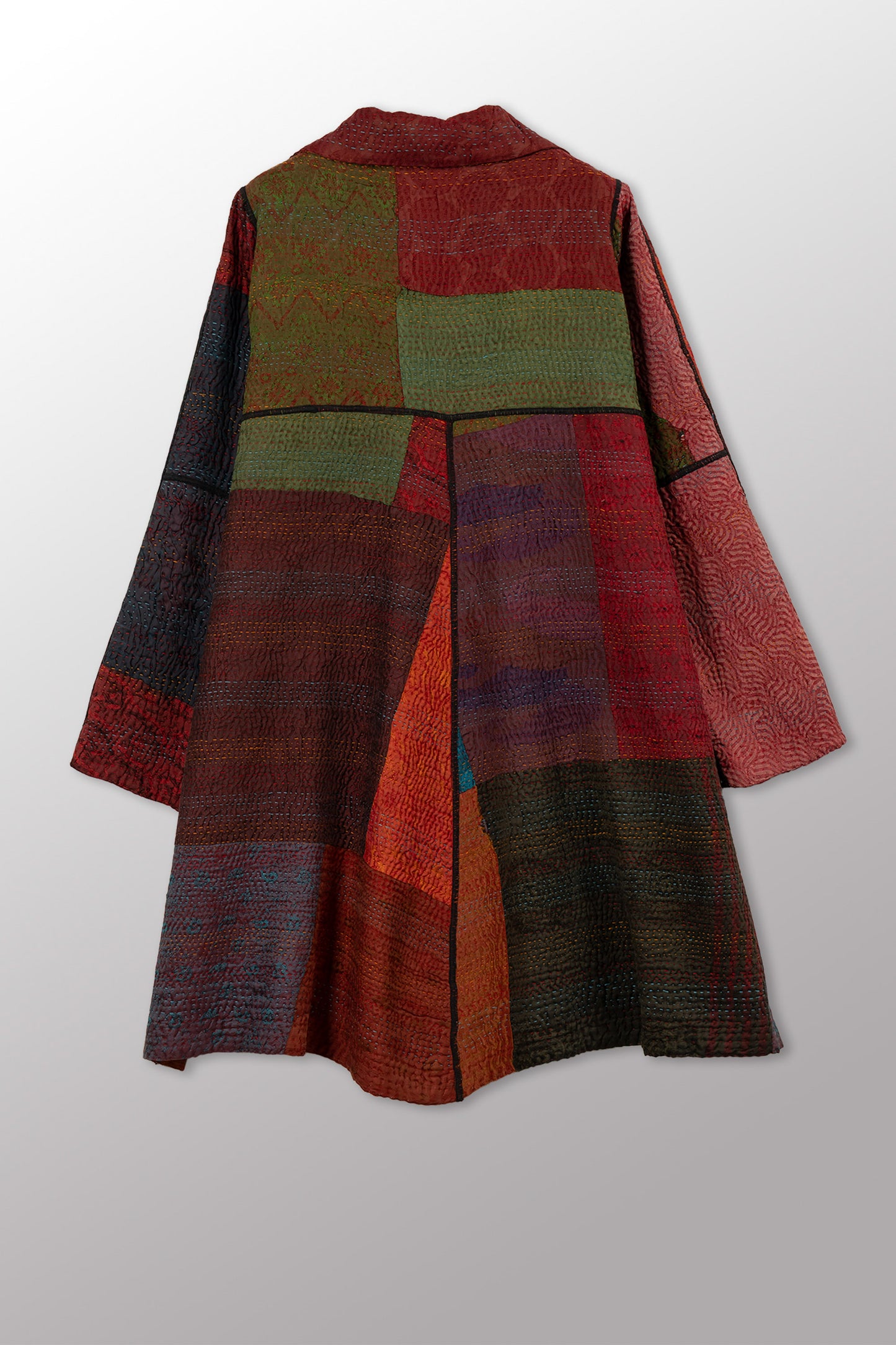 JACQUARD SILK KANTHA A-LINE DUSTER - js4311-cbrn001a -
