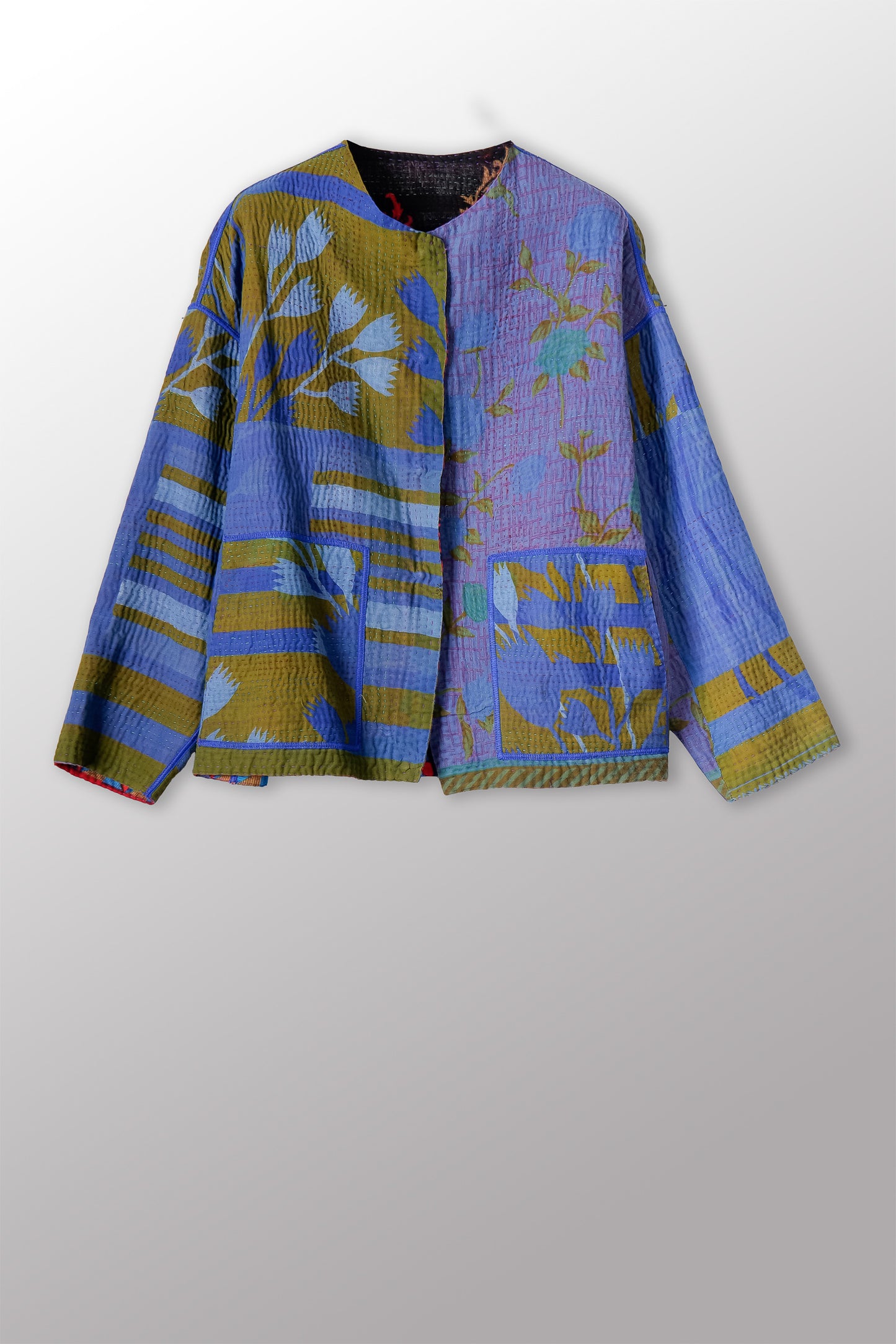 VINTAGE COTTON KANTHA CREW NECK SHORT JKT - cv4053-0068a -