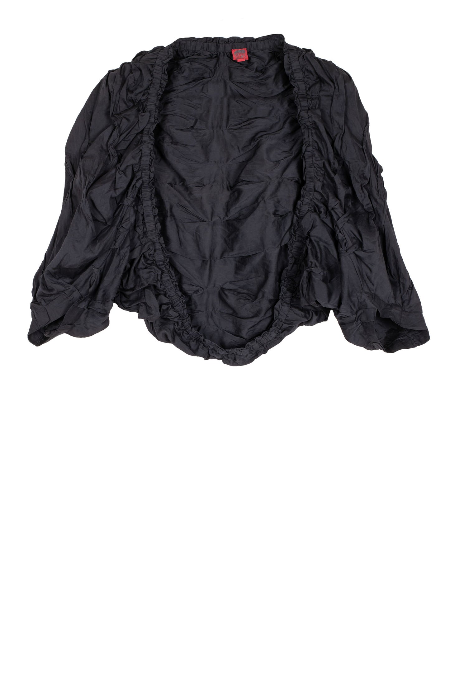 DYED COTTON SILK VOILE WAVY TUCK SHRUG - dc1067-blk -