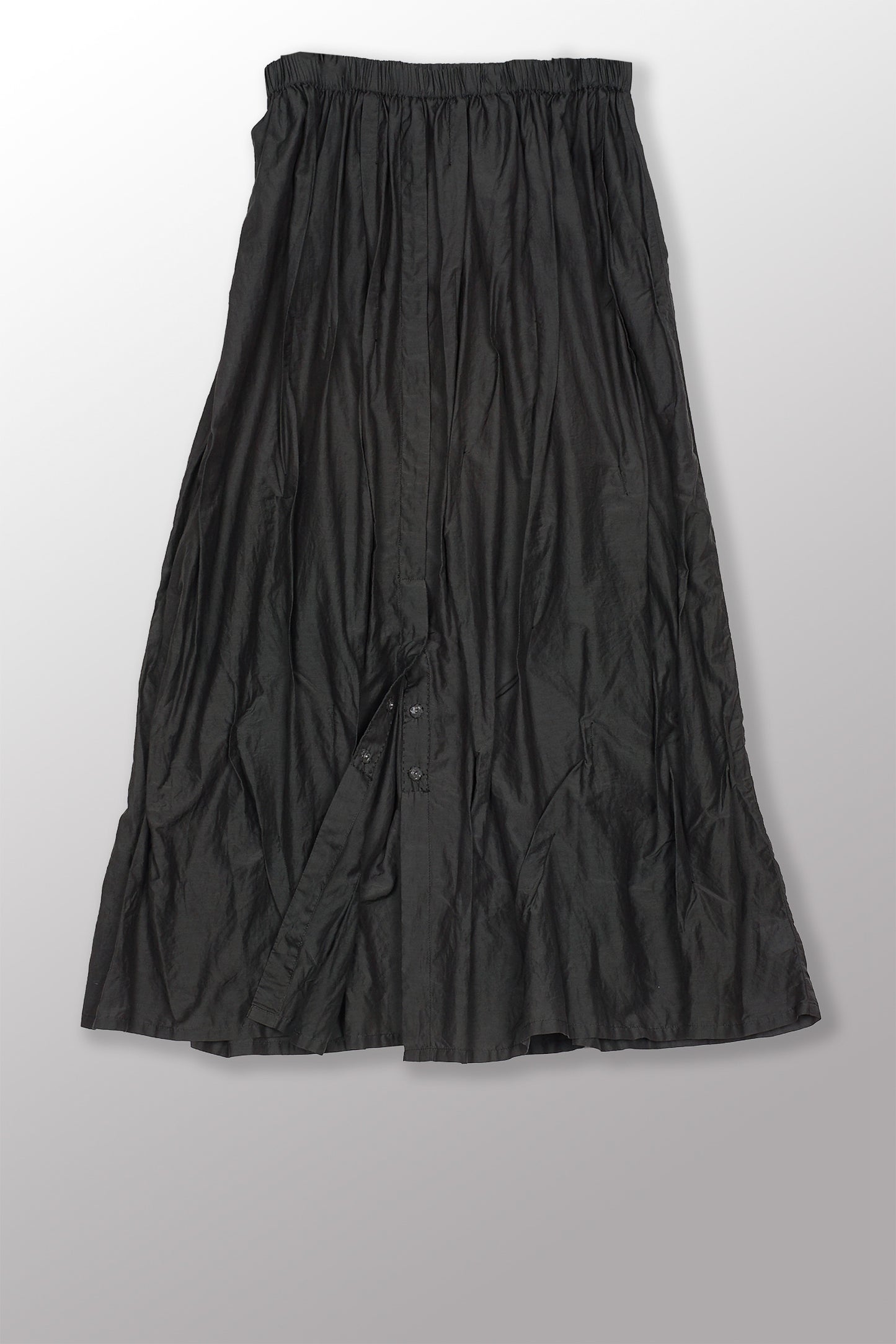 DYED COTTON SILK VOILE WAVY FRONT OPEN LONG SKIRT - dc1660-gry -