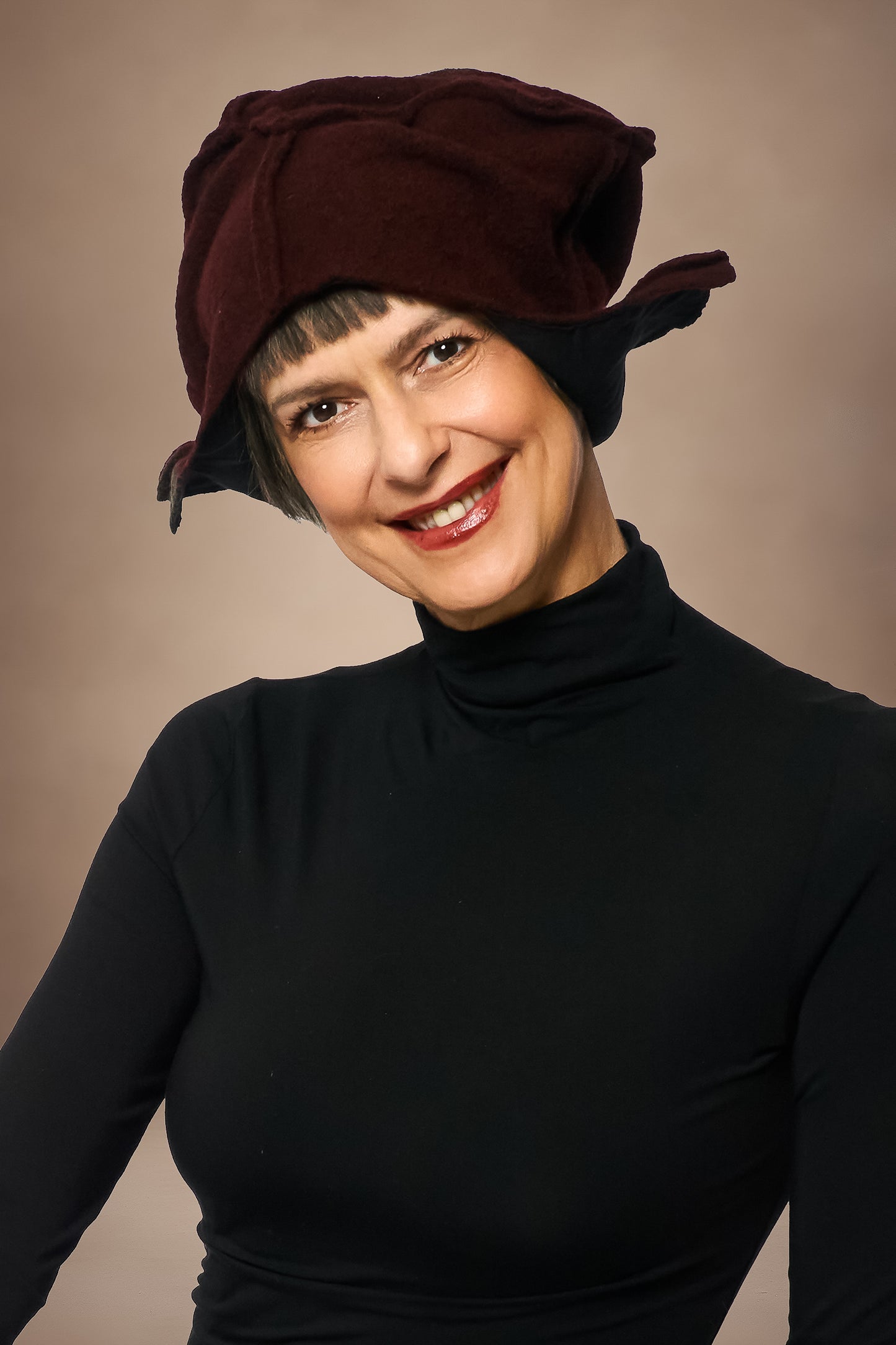 CIRCLE TIE DYE BOILED WOOL HELMET - tw1885-brn -