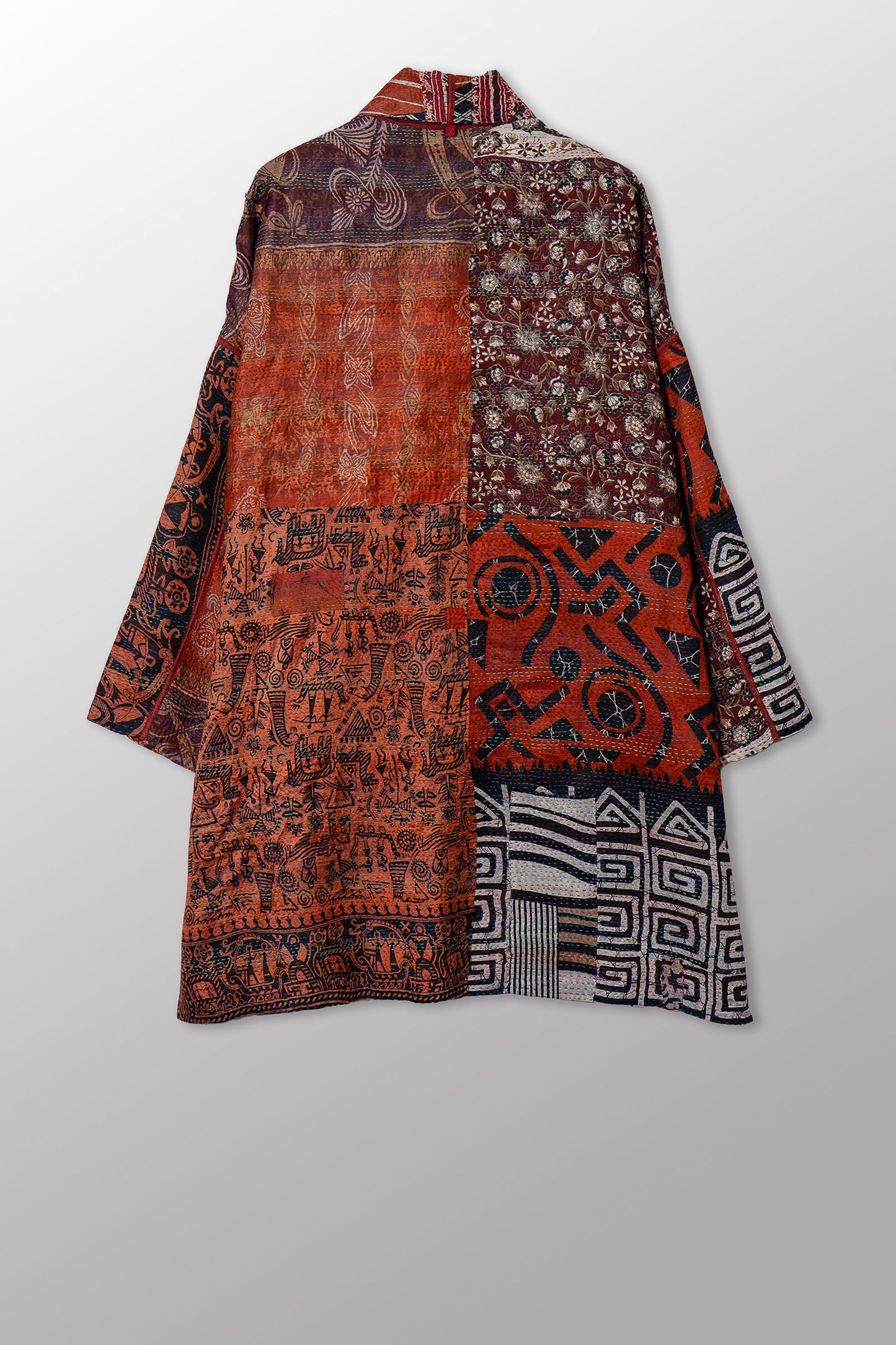 VINTAGE SILK KANTHA HAORI JACKET - sv2068-0009a -