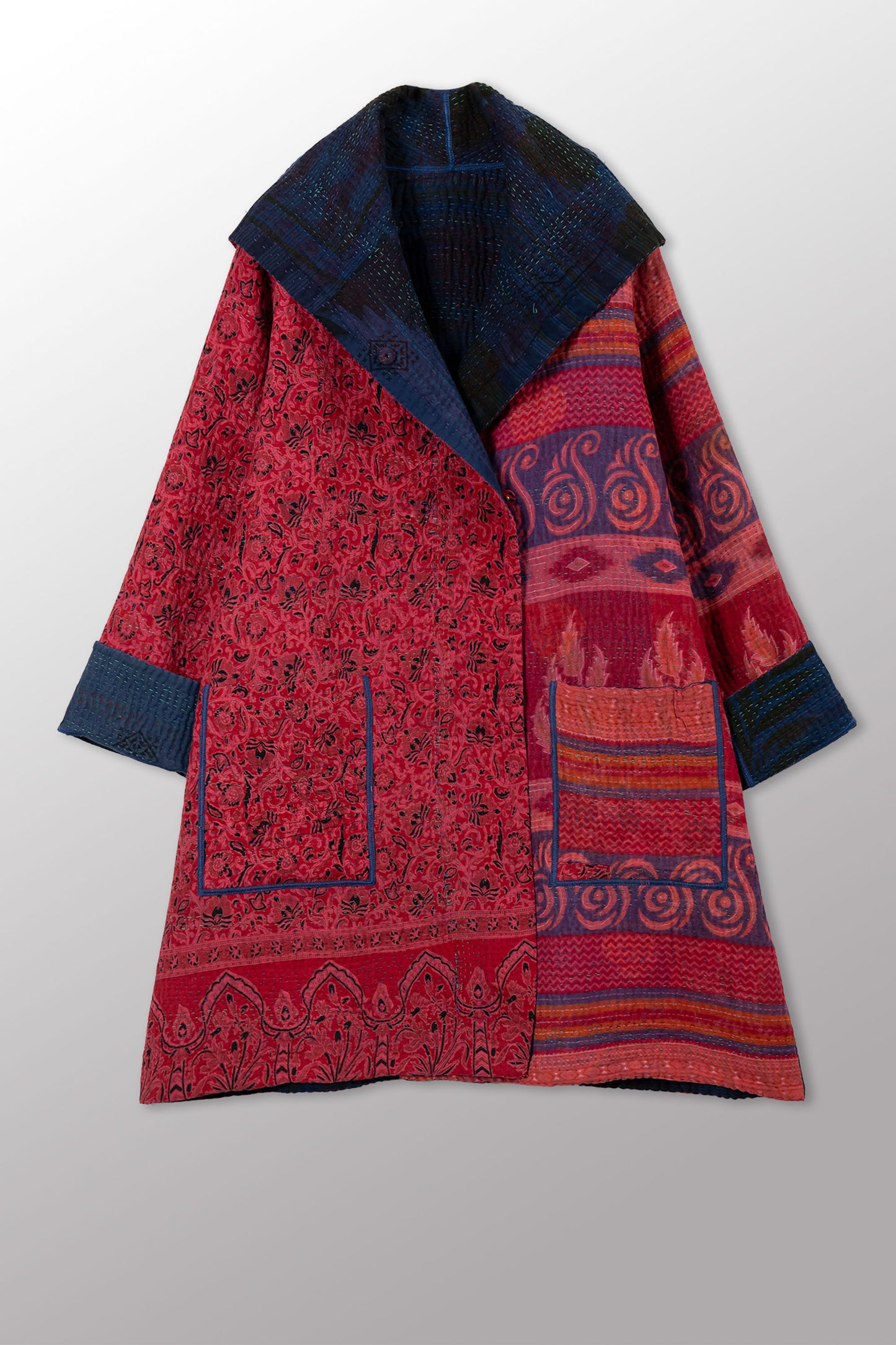COTTON OVERDYE KANTHA POCKET MEDIUM COAT - ov4316-cfus002m -